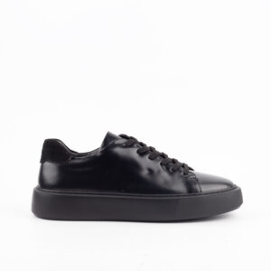 Sleek All Black Leather Sneakers for Men Minimalist Design, Premium Comfort. (222-08) 