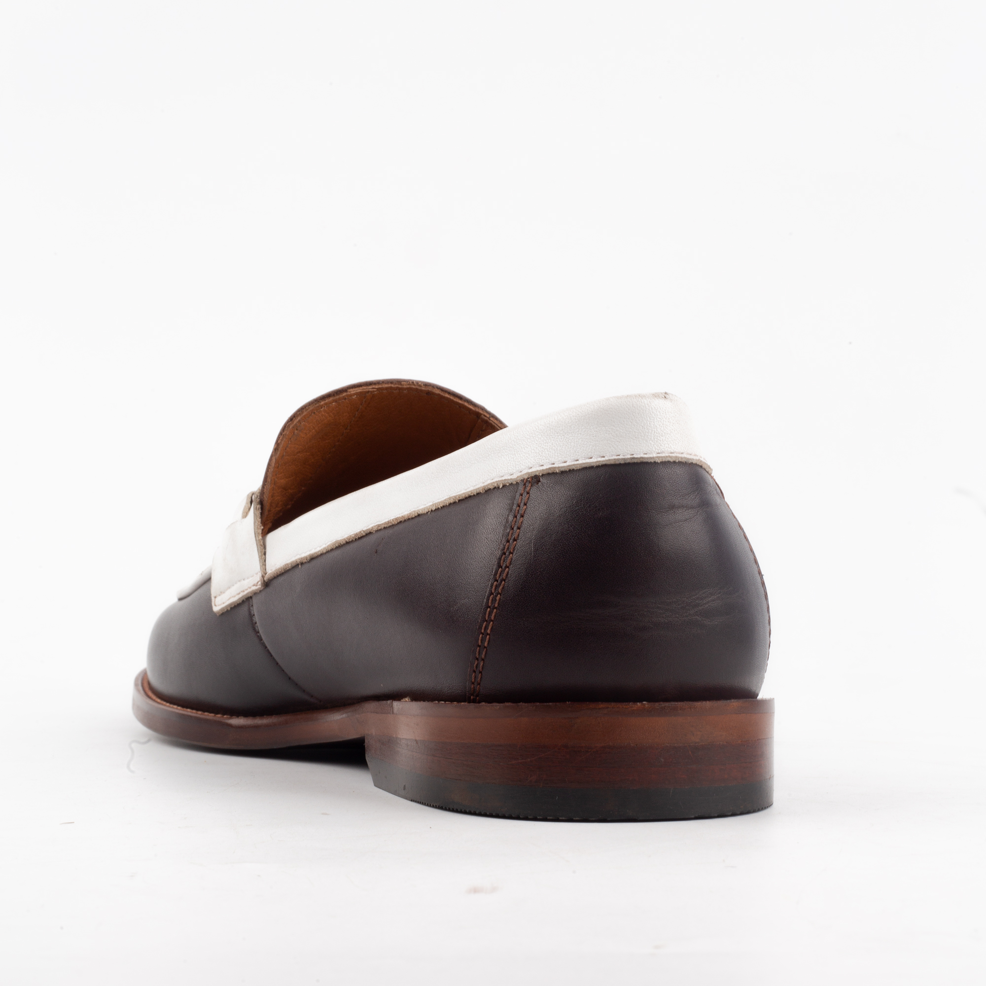 Elegant Two Tone Brown & White Leather Loafers for Men Classic Style with Modern Detailing.(V52-73) - Image 5