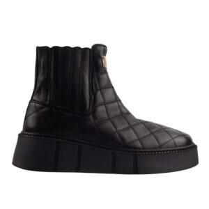 Luxury Black Quilted Leather Ankle Boots for Men Bold Designer Statement Footwear with Chunky Sole.(E17564)