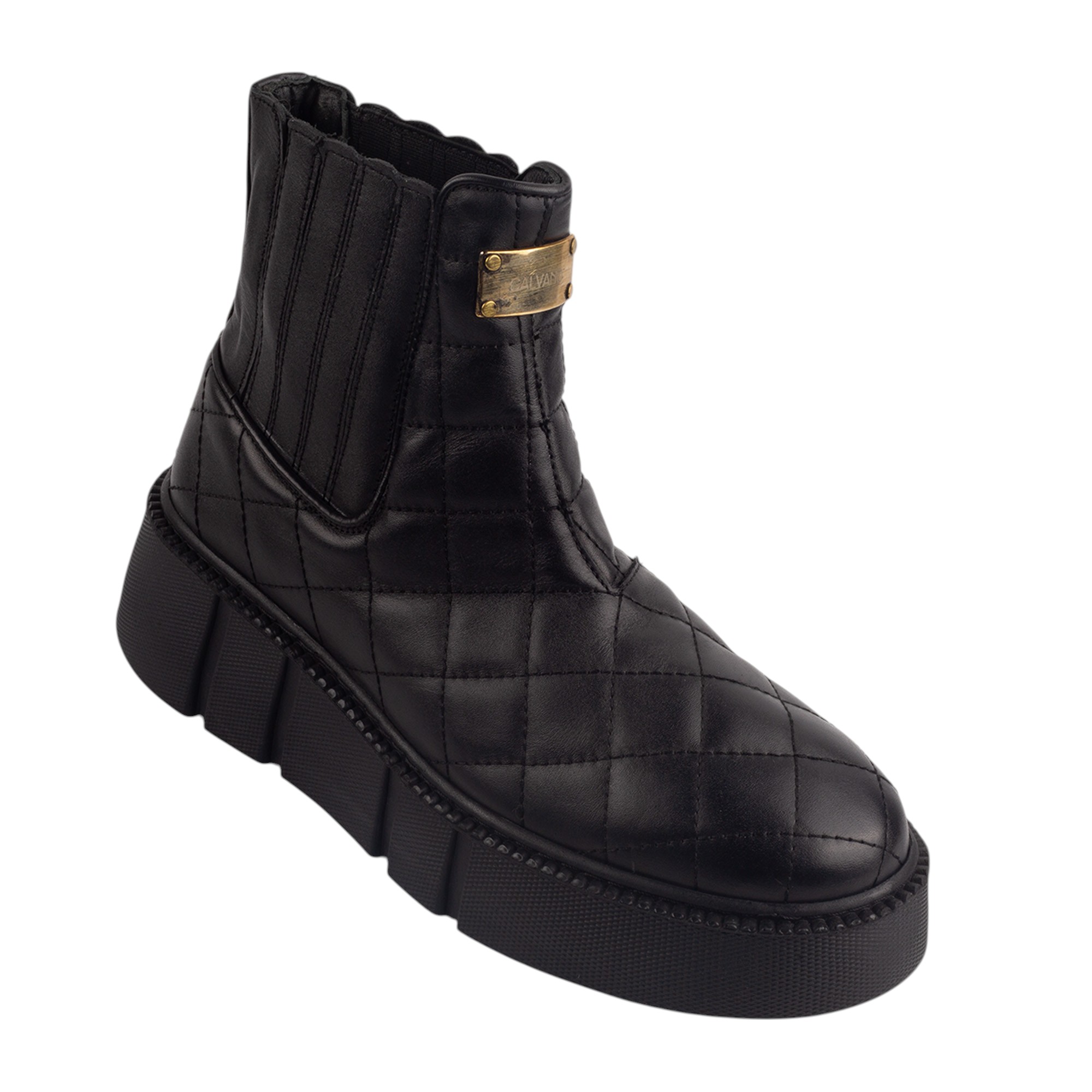 Luxury Black Quilted Leather Ankle Boots for Men Bold Designer Statement Footwear with Chunky Sole.(E17564) - Image 6