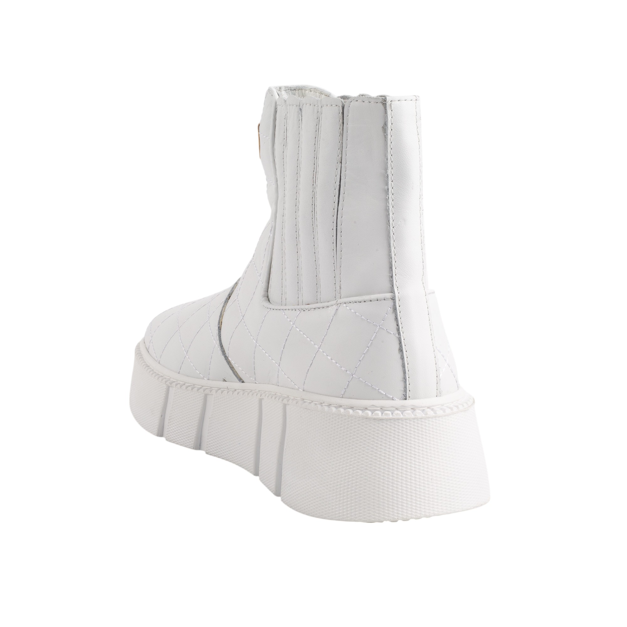 Luxury White Quilted Leather Ankle Boots for Men Sleek Designer Slip-On Footwear with Gold Accents.(E17564) - Image 5