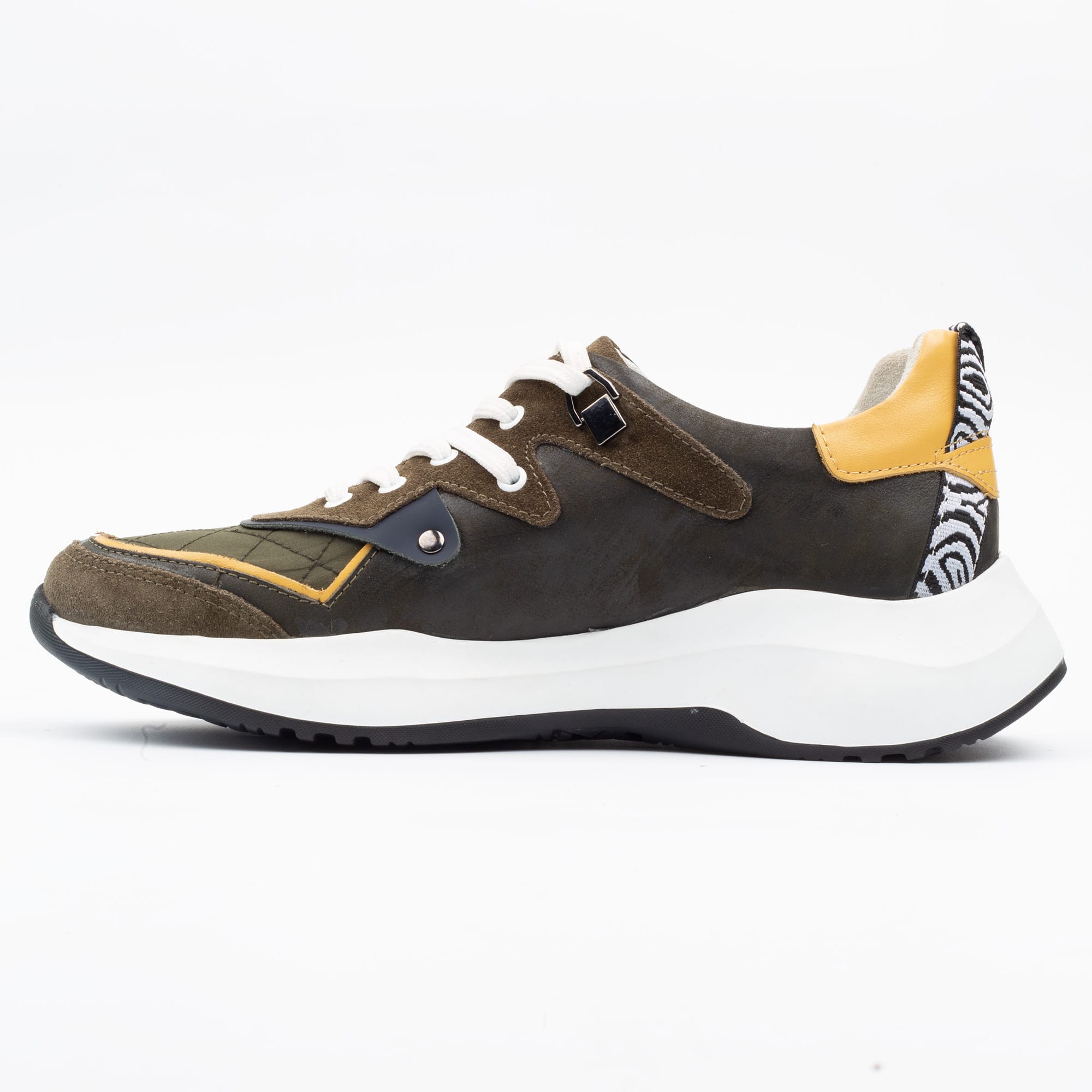 Trendy Olive Green Quilted Sneaker for Men - Stylish Design and Everyday Comfort (M13182) - Image 5