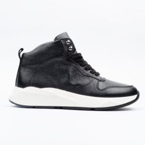 Sleek Black Leather High-Top Sneaker for Men – Stylish and Comfortable Footwear for Every Occasion(222-09)