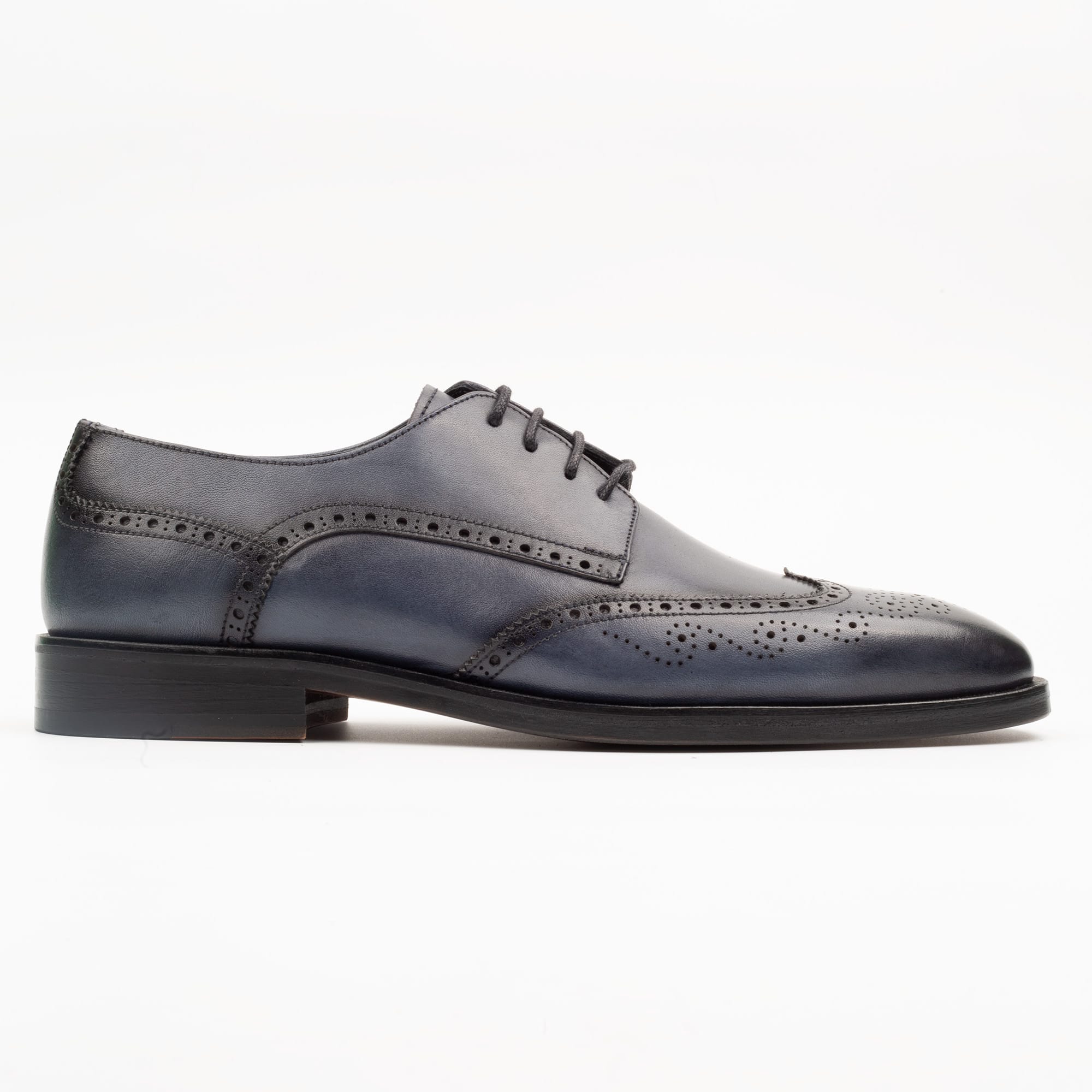 Men's Navy Blue Leather Brogue Shoes - Classic Formal Footwear with Modern Flair (V2-95)