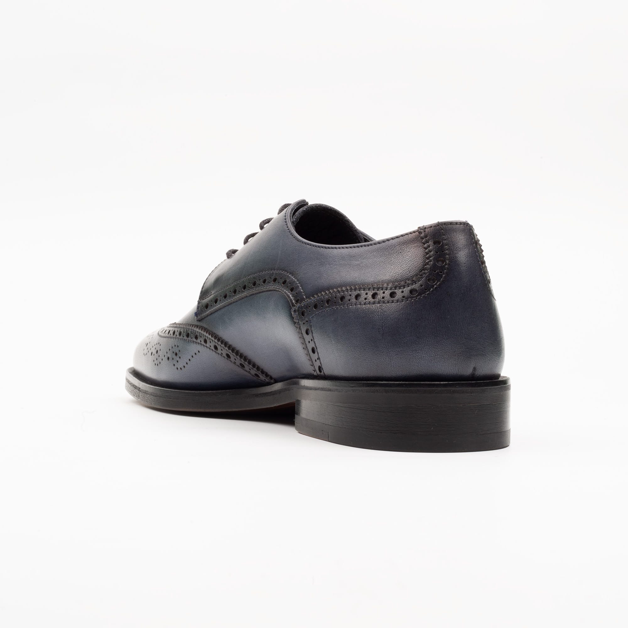 Men's Navy Blue Leather Brogue Shoes - Classic Formal Footwear with Modern Flair (V2-95) - Image 6