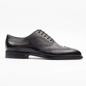 Men's Black Leather Wingtip Brogue Oxford Shoes - Classic Formal Shoes for Men (V24-86)