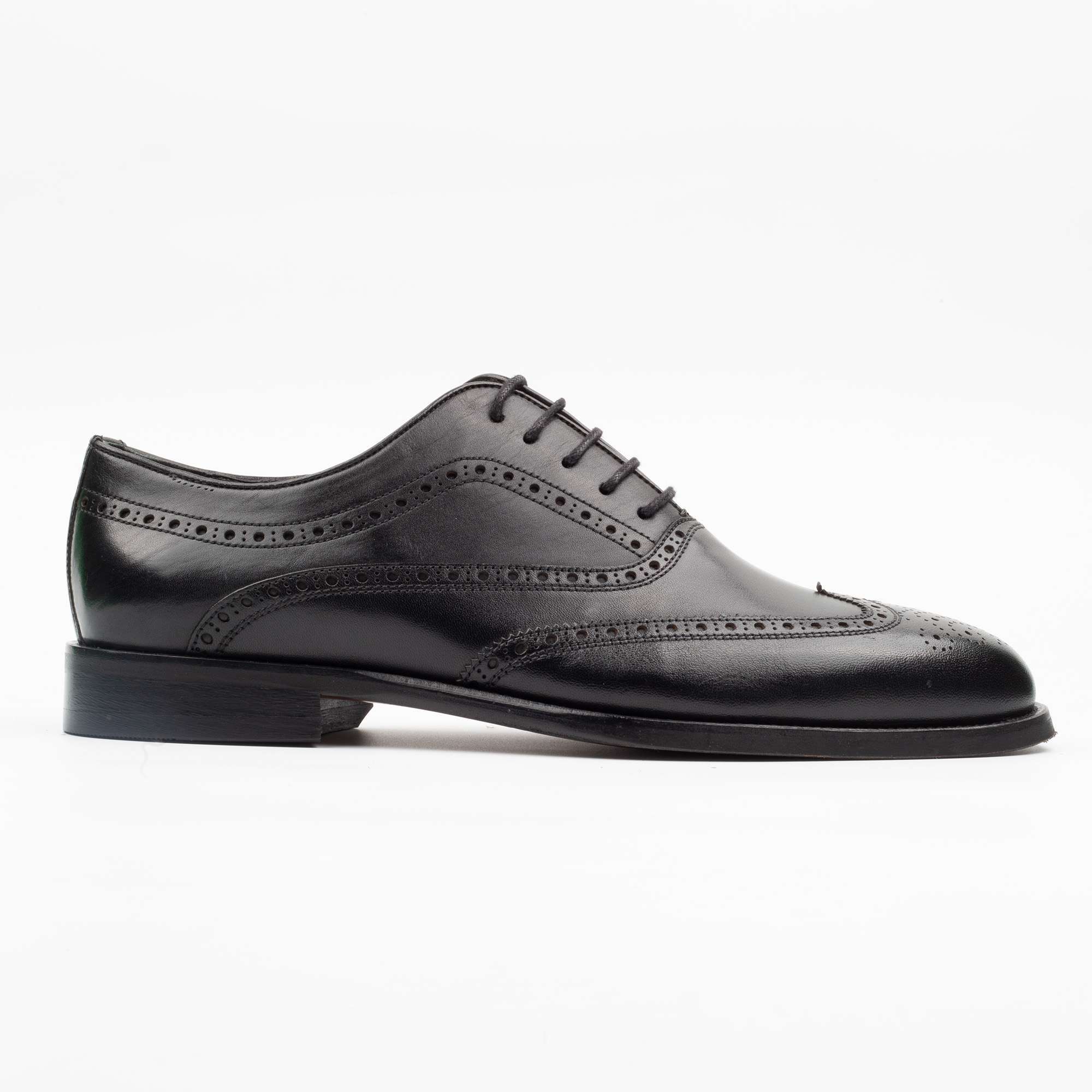 Men's Black Leather Wingtip Brogue Oxford Shoes - Classic Formal Shoes for Men (V24-86)