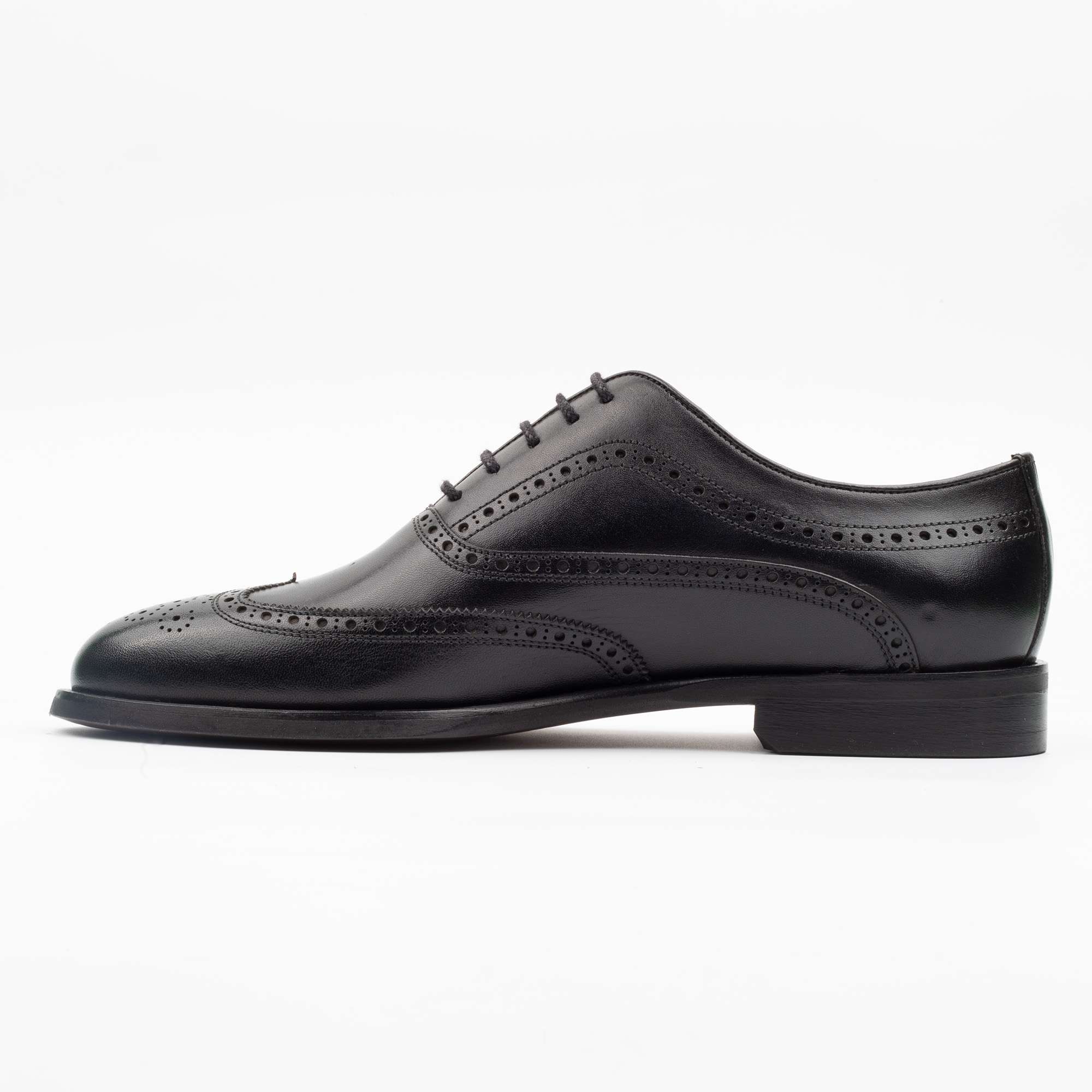 Men's Black Leather Wingtip Brogue Oxford Shoes - Classic Formal Shoes for Men (V24-86) - Image 5