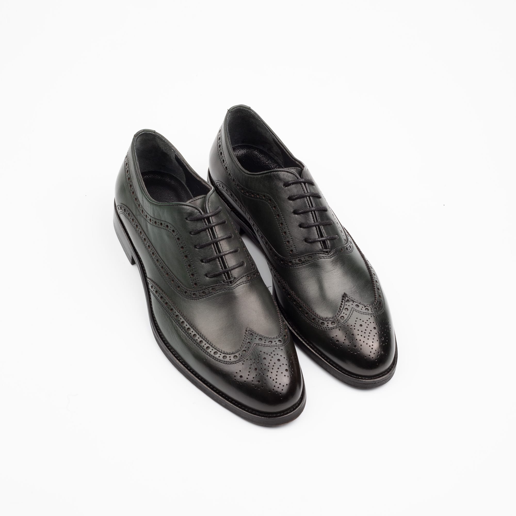 Men's Green Wingtip Brogue Oxfords - Classic Leather Formal Shoes for Men (V24-86) - Image 2
