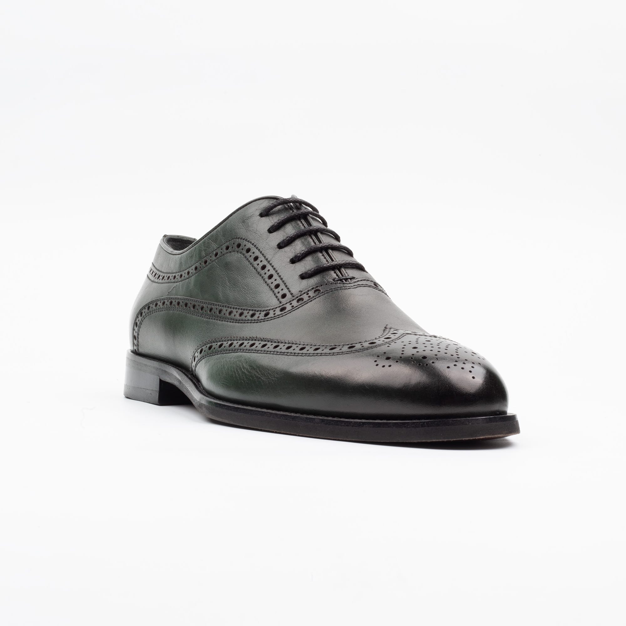 Men's Green Wingtip Brogue Oxfords - Classic Leather Formal Shoes for Men (V24-86) - Image 4