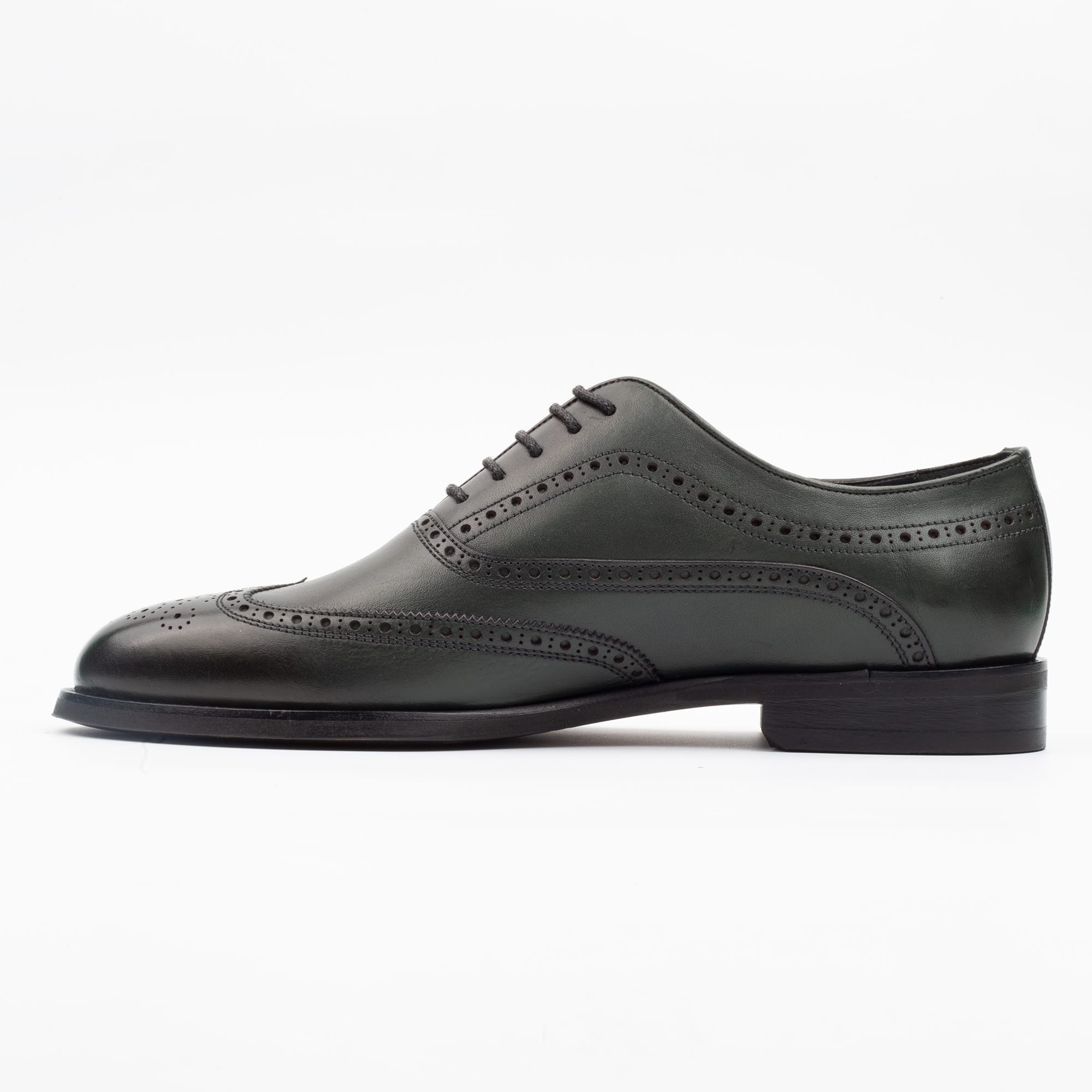 Men's Green Wingtip Brogue Oxfords - Classic Leather Formal Shoes for Men (V24-86) - Image 5