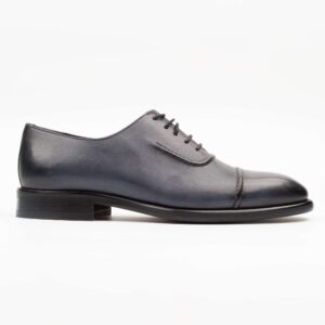 Men's Navy Blue Leather Cap-Toe Oxford Shoes - Elegant and Stylish Formal Footwear (V1-107)
