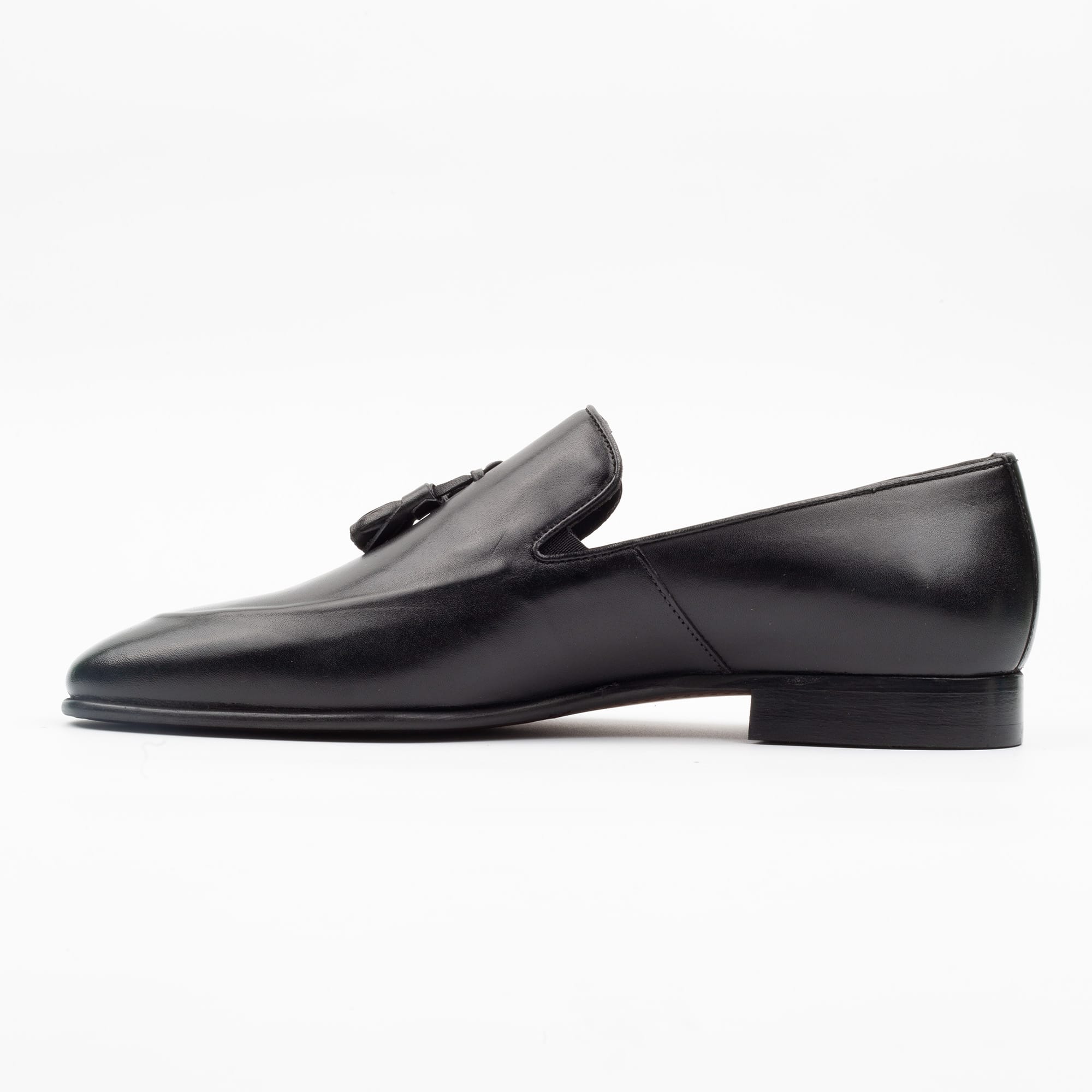 Men's Black Leather Tassel Loafers - Elegant Slip-On Formal Shoes (V19-39) - Image 5