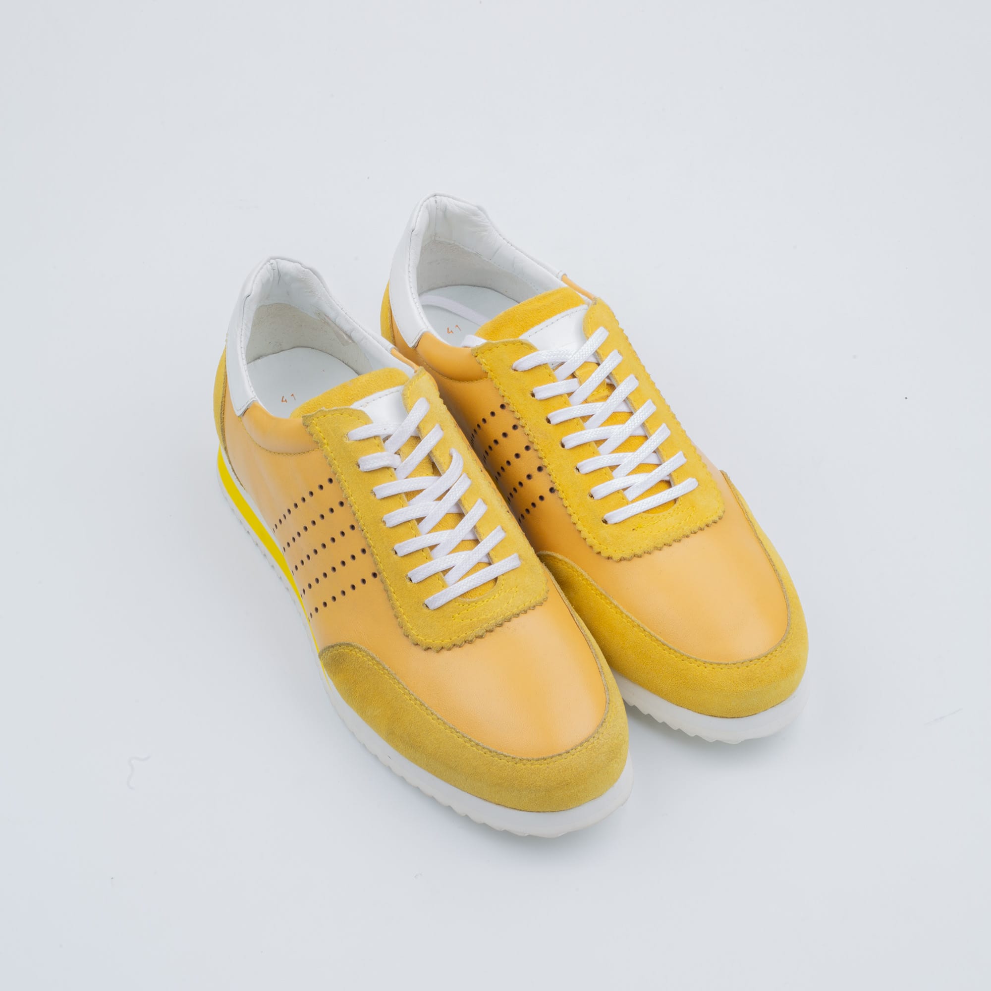 Stylish and Comfortable Yellow Suede Sneakers for Men (M11108) - Image 2