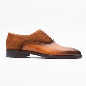 Two-Tone Brown Leather and Suede Oxford Shoes – Elegant and Comfortable Men's Footwear (V1-102)
