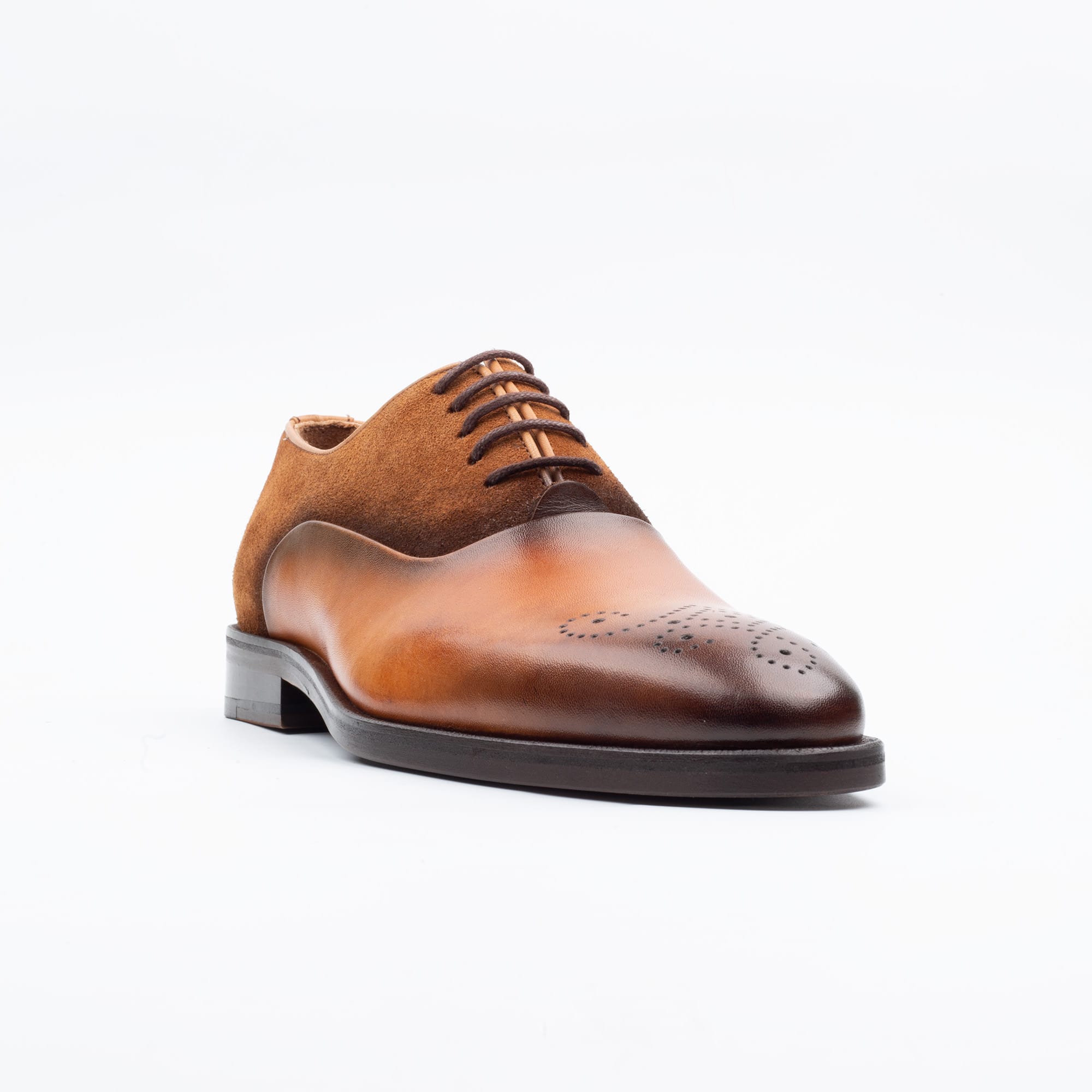 Two-Tone Brown Leather and Suede Oxford Shoes – Elegant and Comfortable Men's Footwear (V1-102) - Image 4