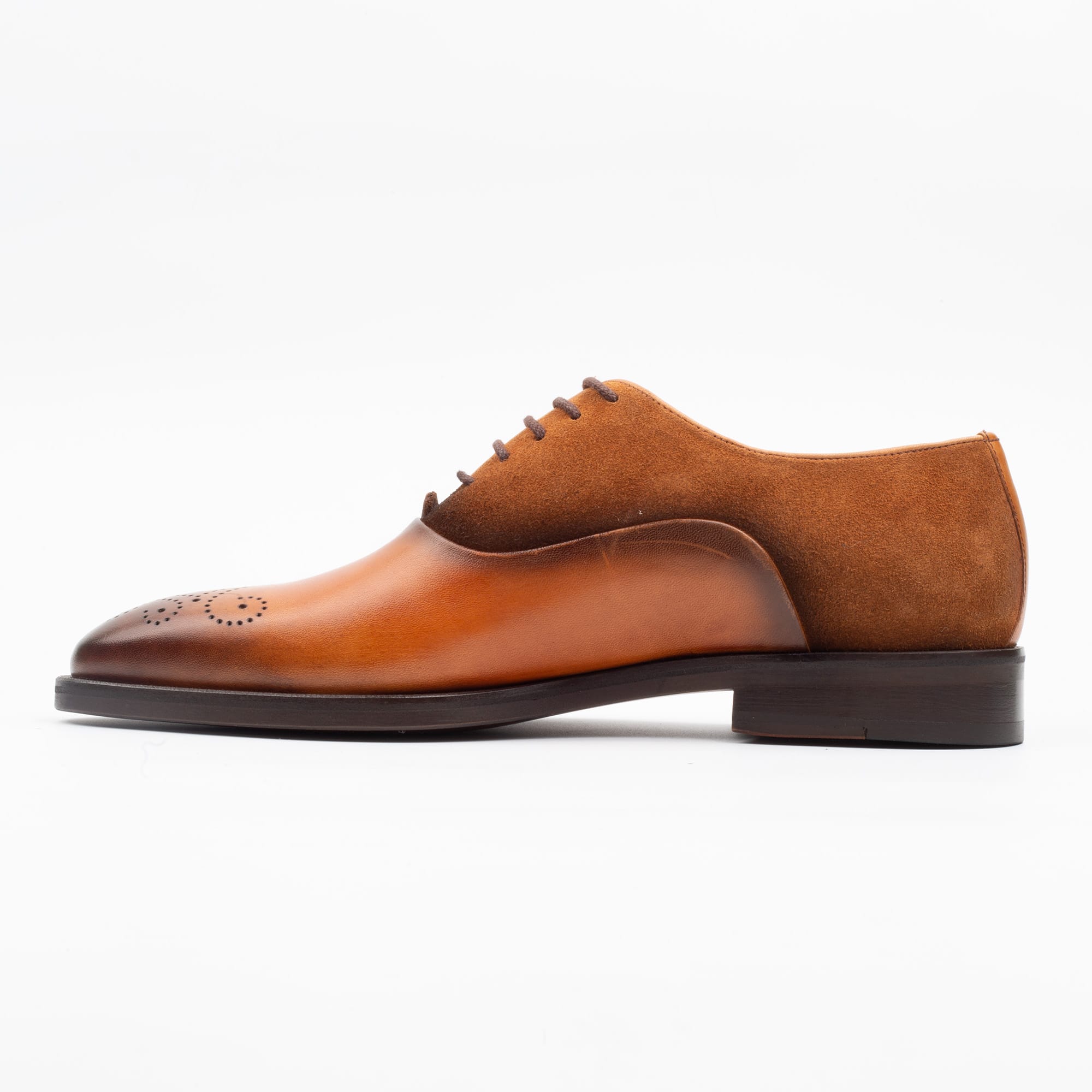 Two-Tone Brown Leather and Suede Oxford Shoes – Elegant and Comfortable Men's Footwear (V1-102) - Image 6