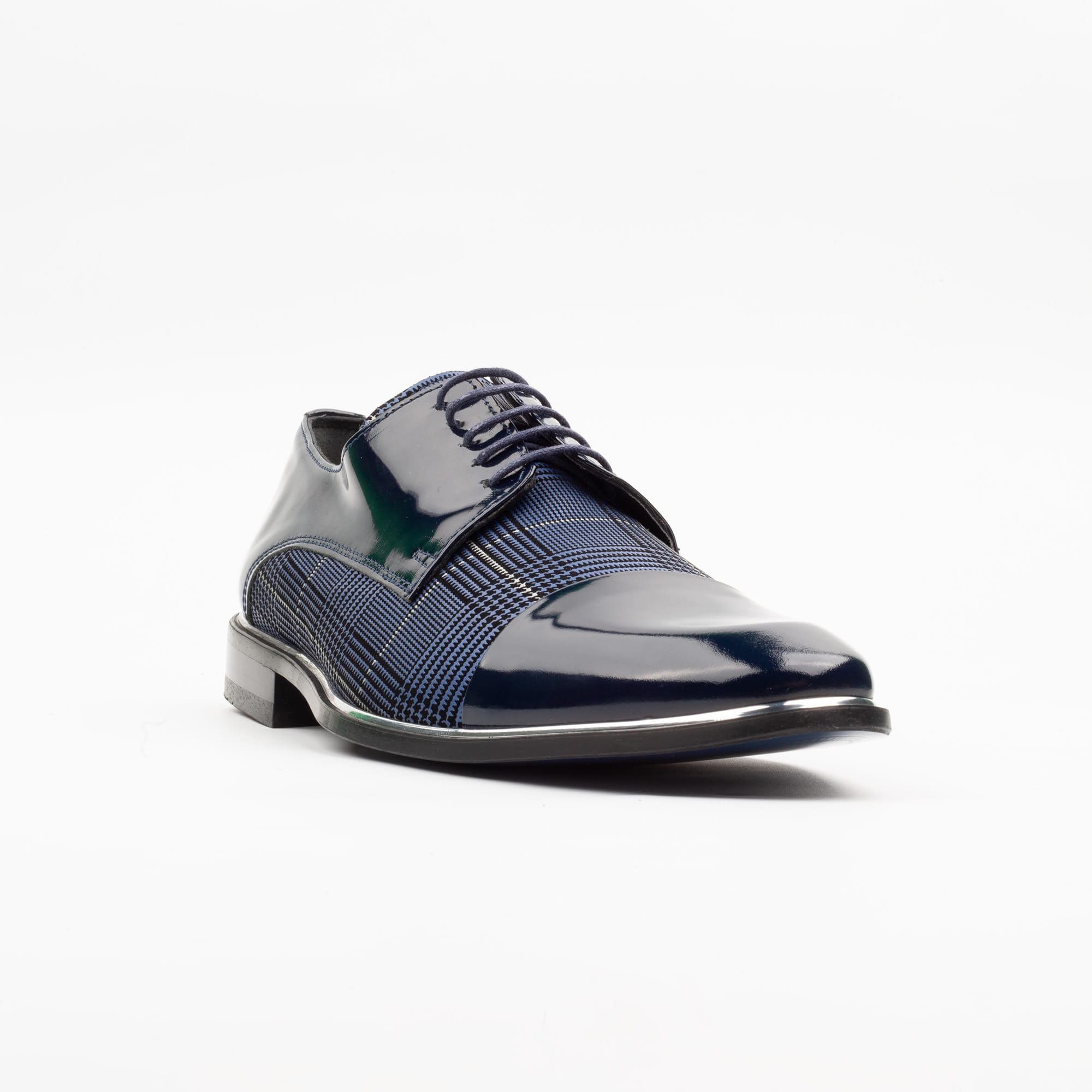 Blue Plaid Oxford Shoes - Stylish Men's Dress Shoes (M2055) - Image 4