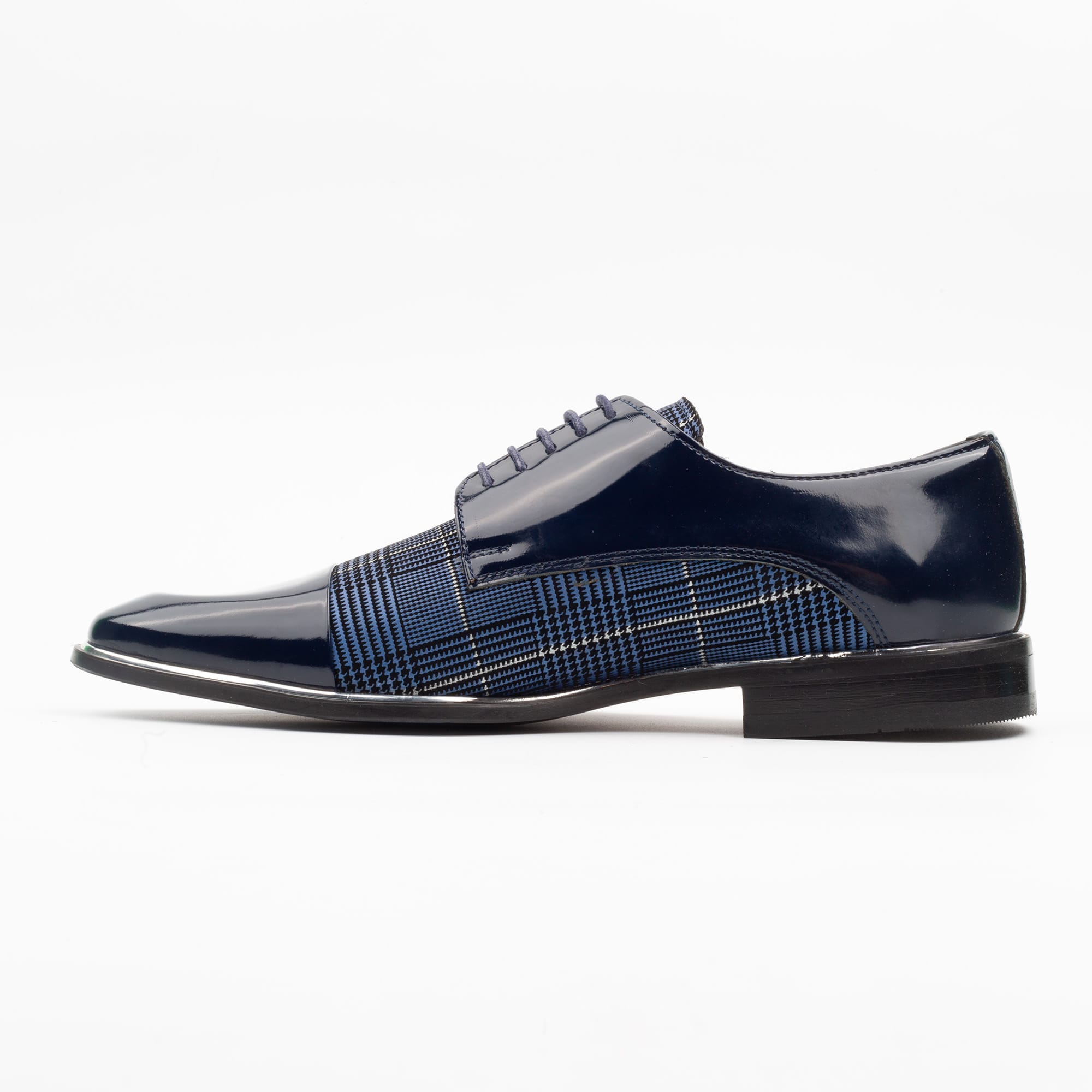 Blue Plaid Oxford Shoes - Stylish Men's Dress Shoes (M2055) - Image 5