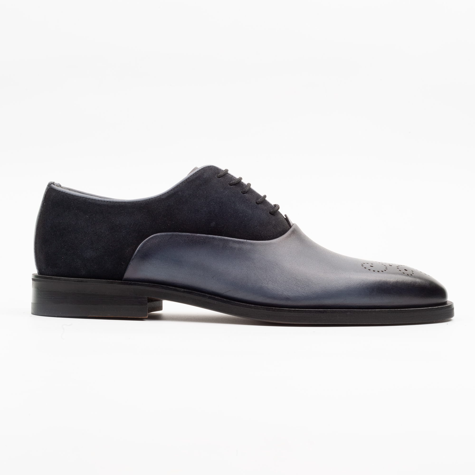 Blue Leather and Suede Oxford Shoes – Modern Elegance for Men(V1-102)