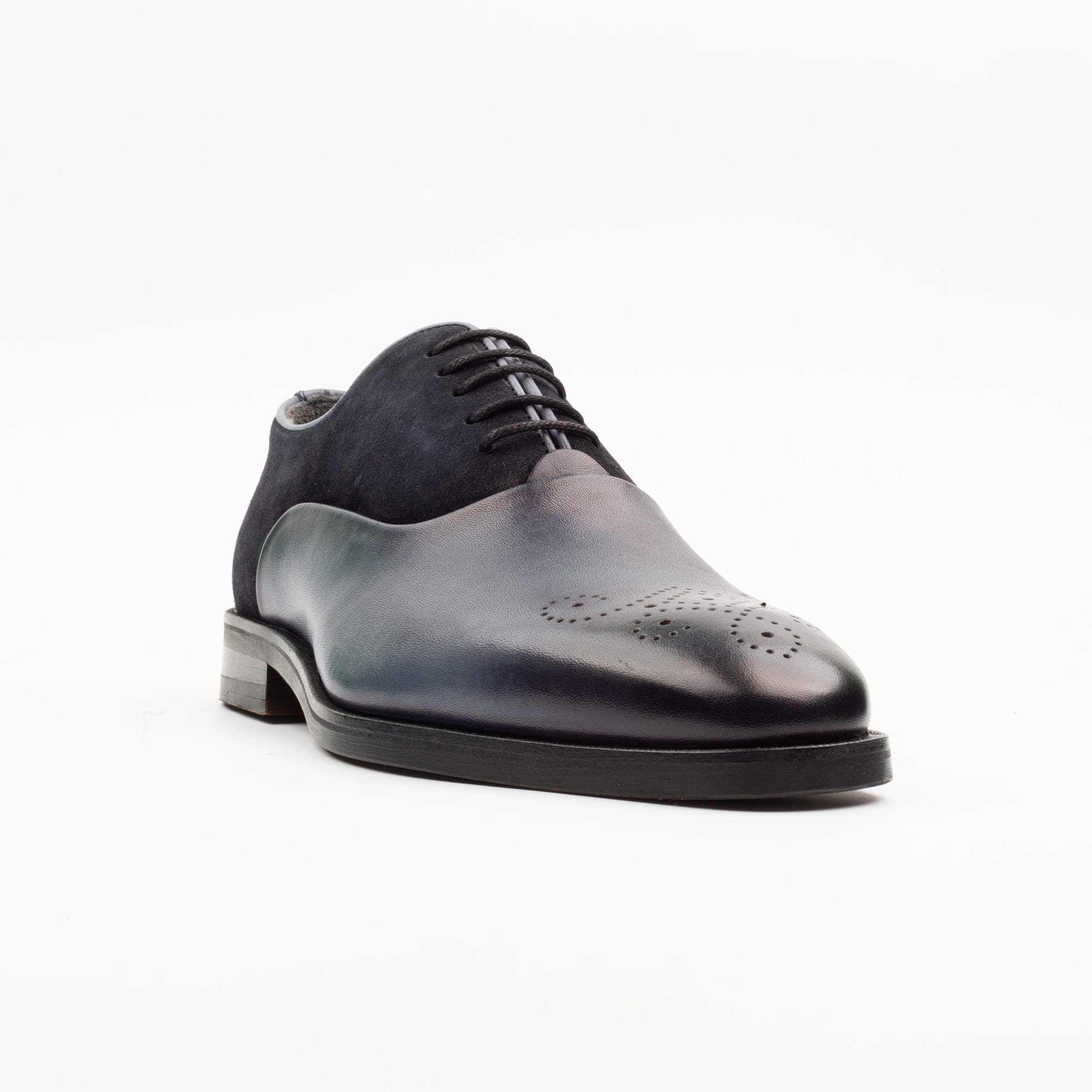 Blue Leather and Suede Oxford Shoes – Modern Elegance for Men(V1-102) - Image 4