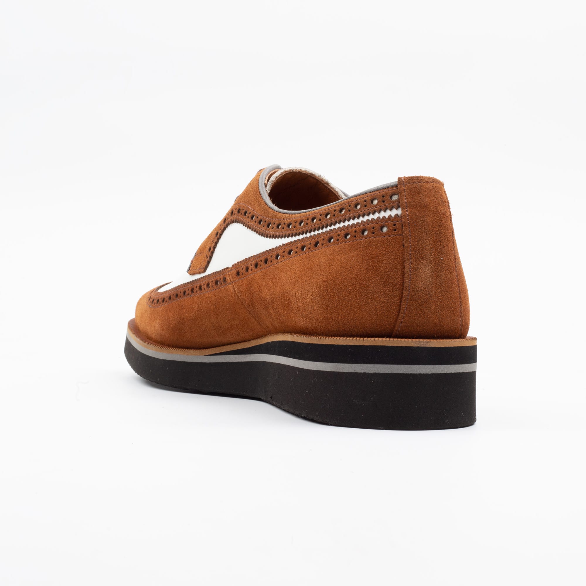 Brown and White Suede Wingtip Shoes - Timeless Elegance with Modern Design (V2-14) - Image 6