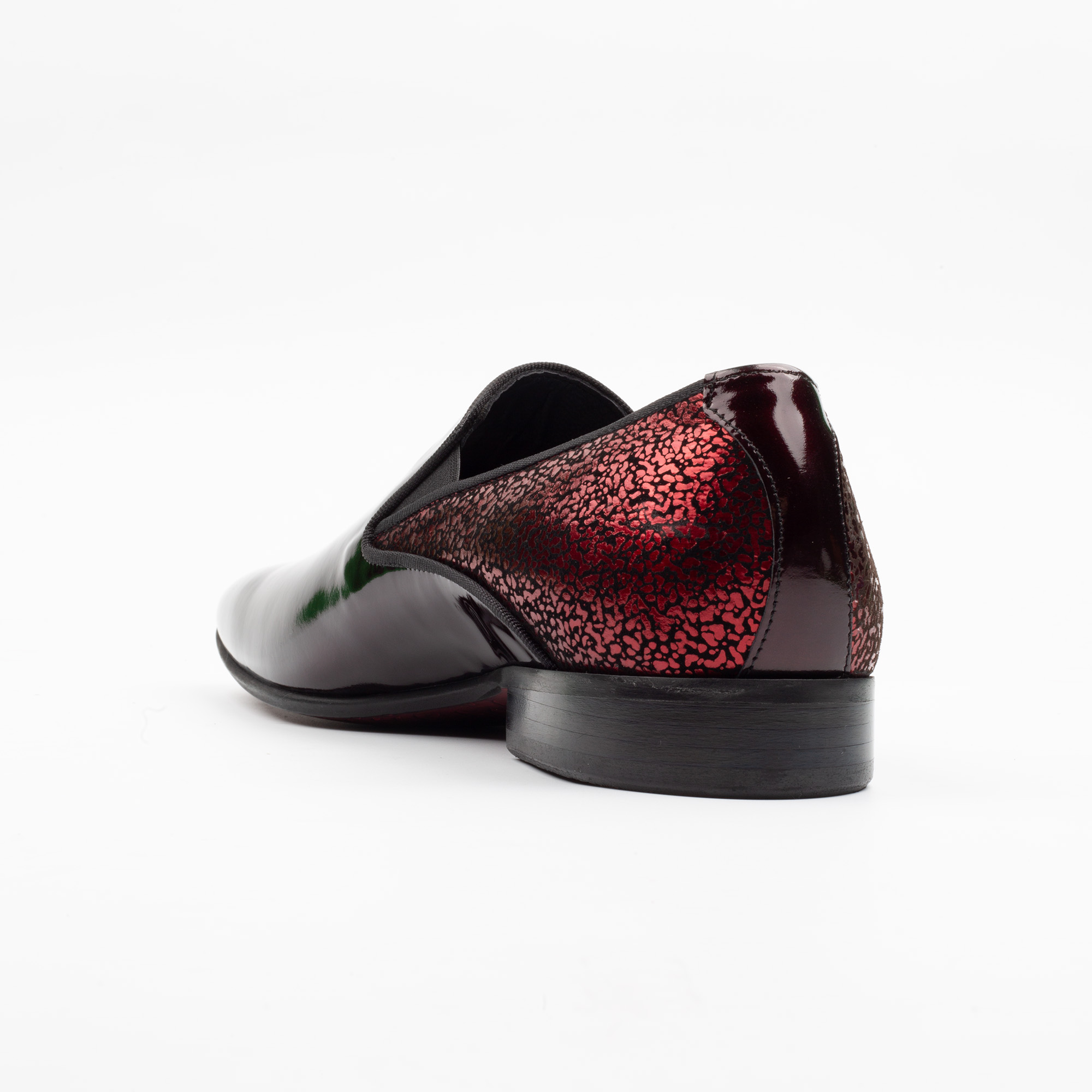Shiny Burgundy Leather Loafers for Men Handcrafted Slip On Dress Shoes with Sleek Finish. (H1472) - Image 4