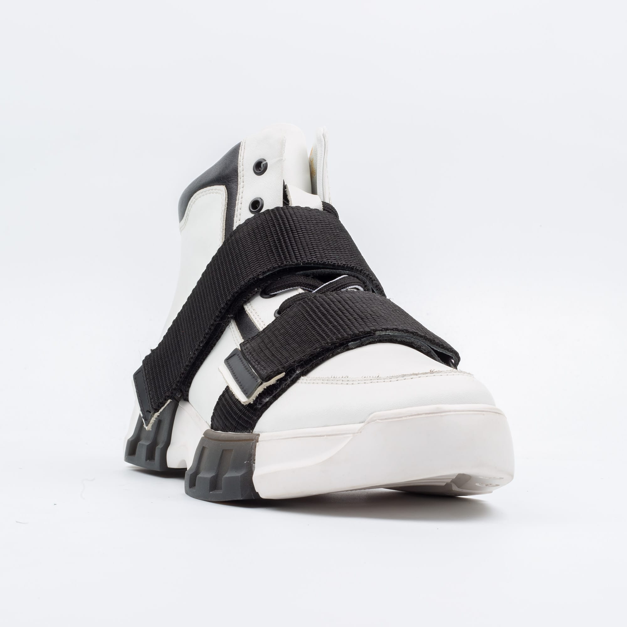 Men's White High-Top Sneakers with Straps Bold Streetwear for a Modern Look (M10434) - Image 4