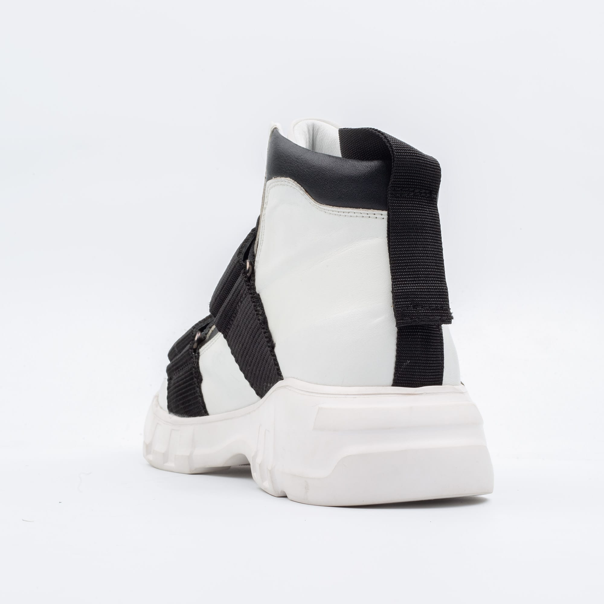 Men's White High-Top Sneakers with Straps Bold Streetwear for a Modern Look (M10434) - Image 6