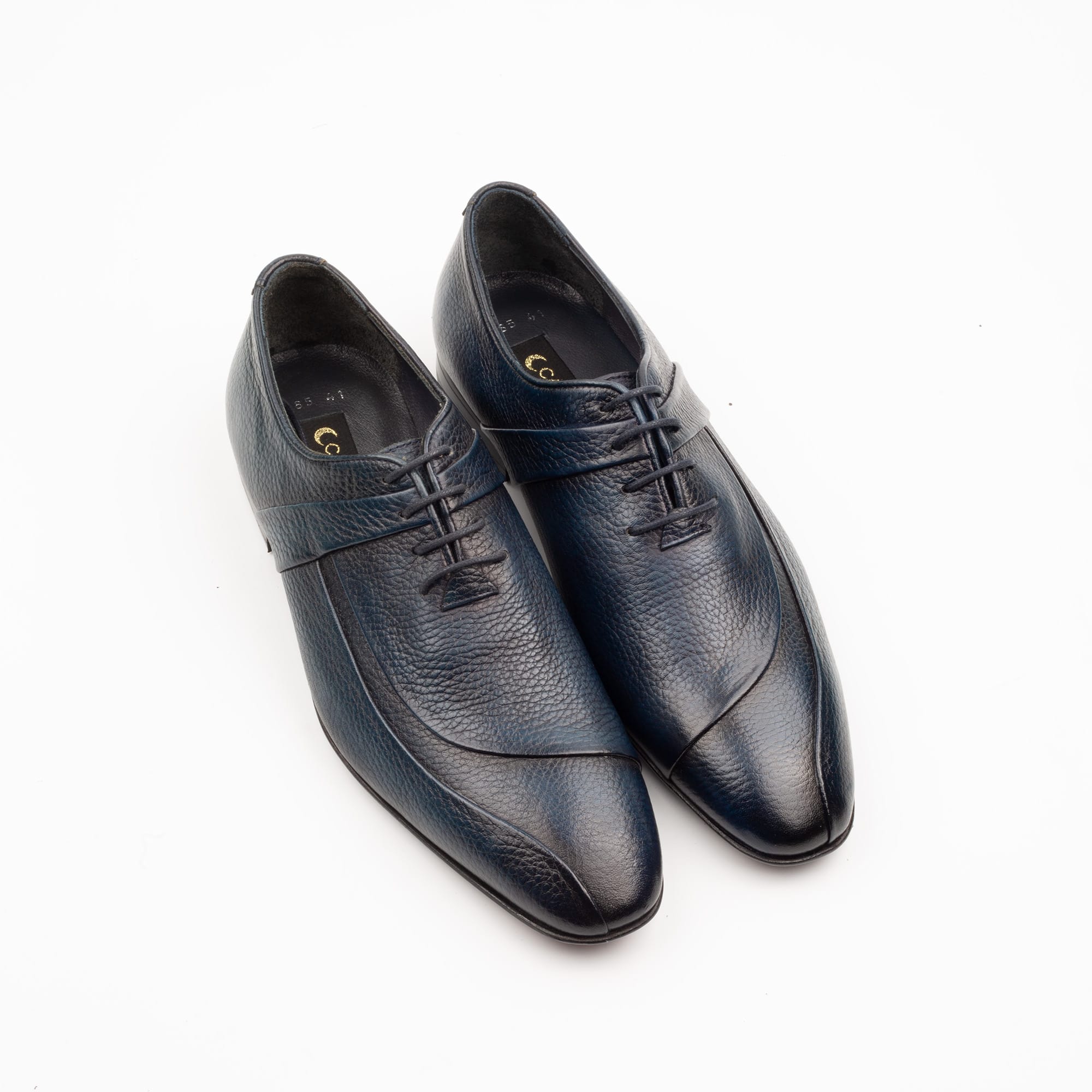 Men's Navy Textured Leather Oxford Shoes - Premium Formal Footwear for Men (2985) - Image 2