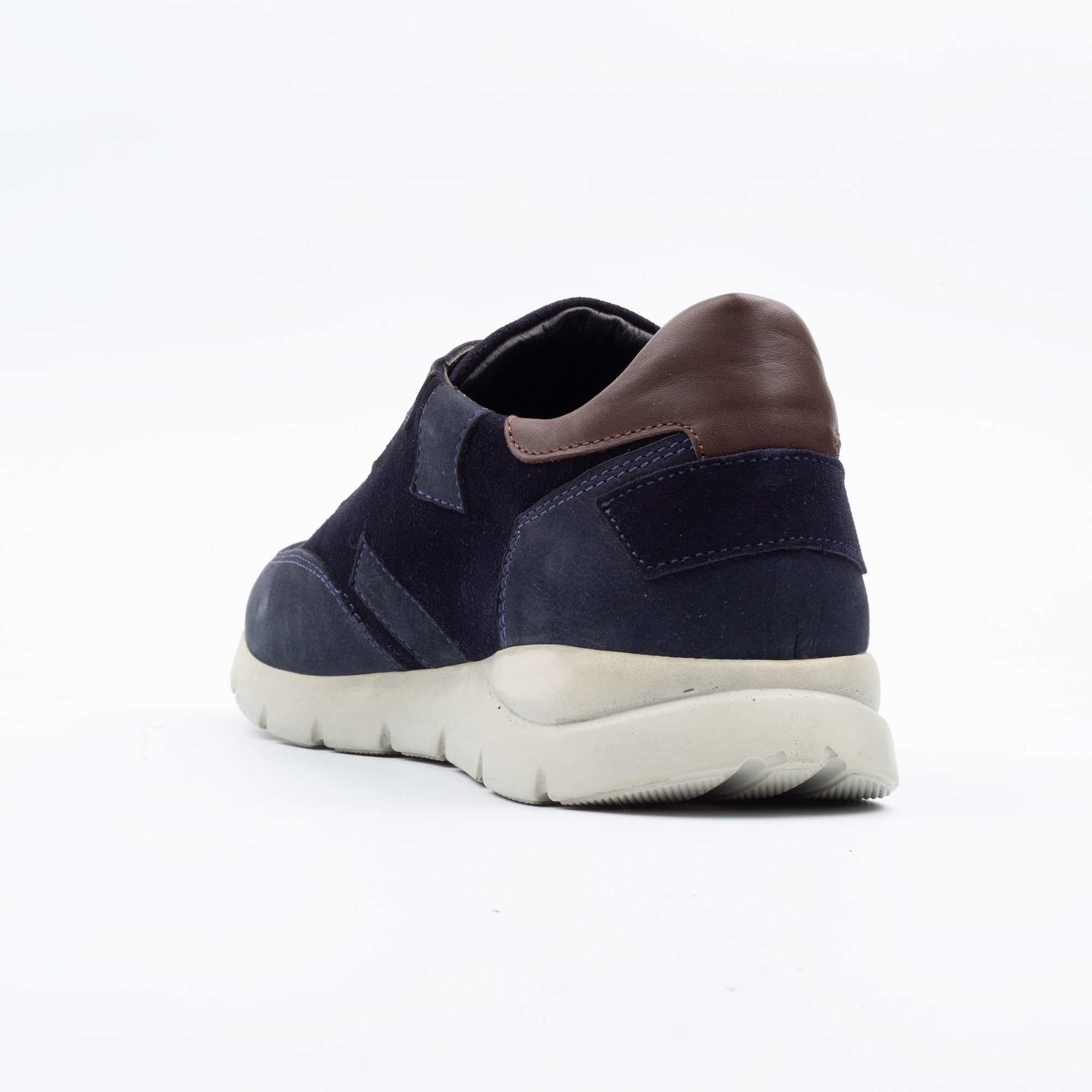 Navy Casual Leather Lace Up Shoes with Suede Panels and White Sole Stylish Everyday Comfort for Men.(CS1919) - Image 4