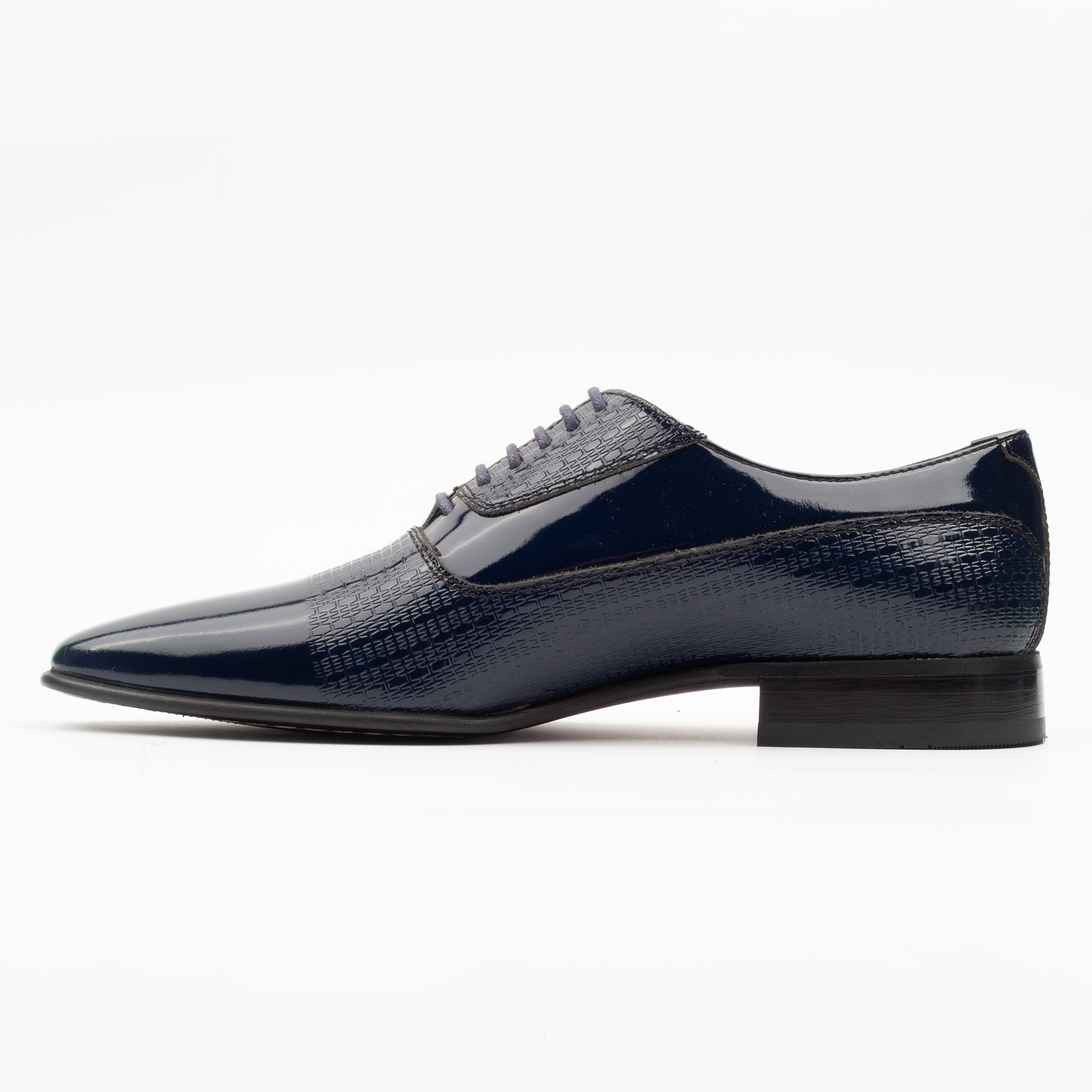 Navy Blue Patent Leather Oxford Dress Shoes for Men Luxury Formal Shoes with Textured Finish.(11209) - Image 6