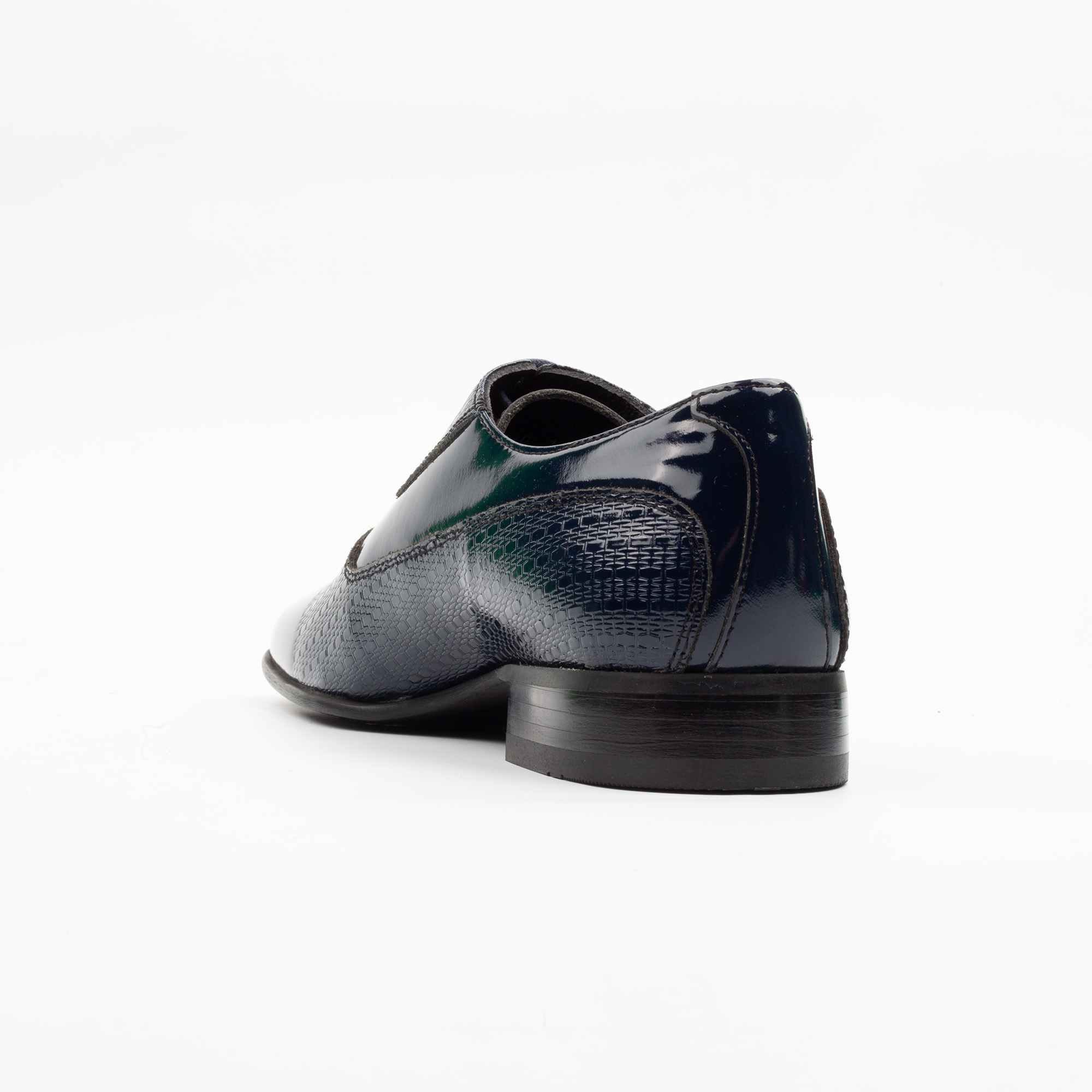 Navy Blue Patent Leather Oxford Dress Shoes for Men Luxury Formal Shoes with Textured Finish.(11209) - Image 5