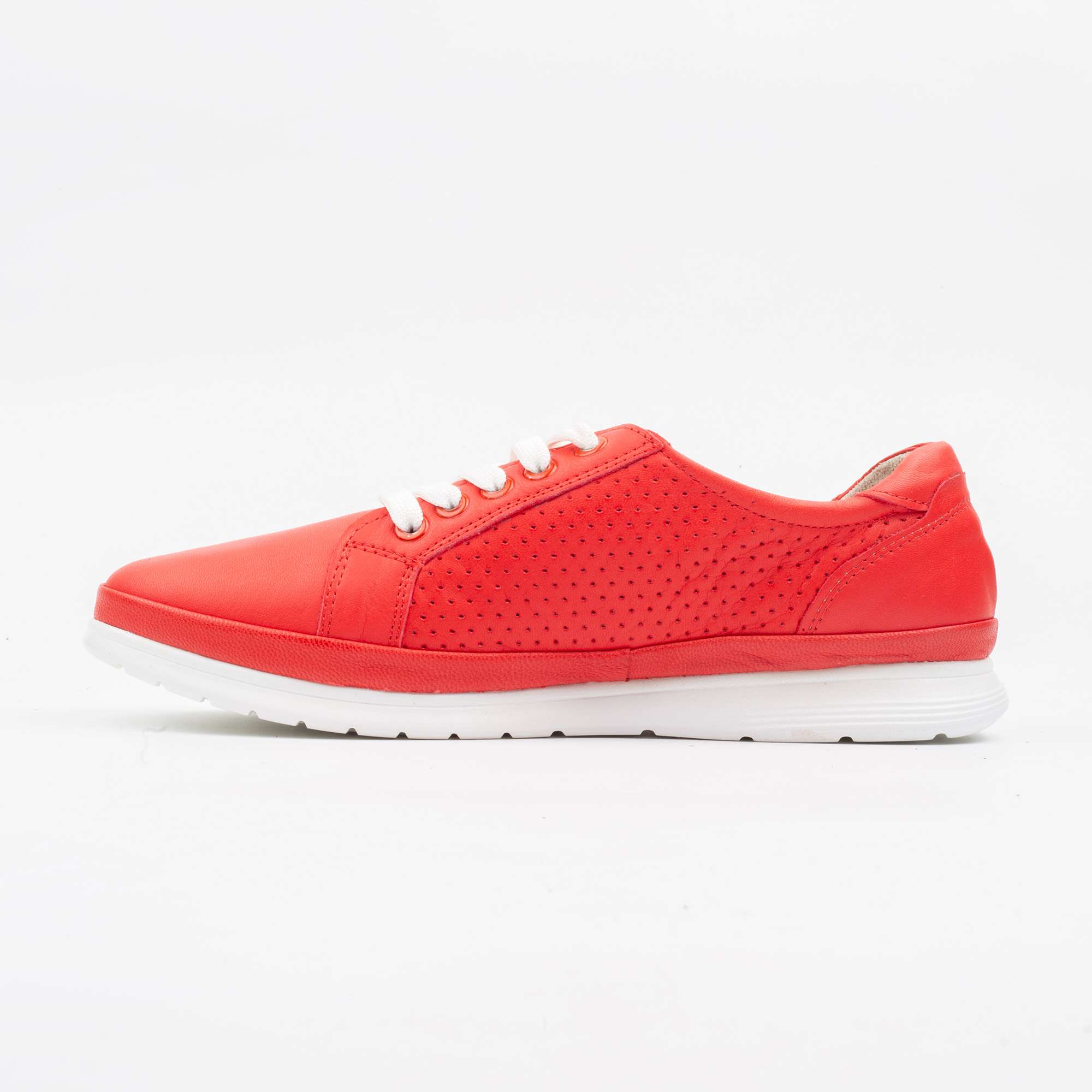 Trendy Red Leather Sneakers for Women with Zip Detail Casual & Comfortable(M23) - Image 5