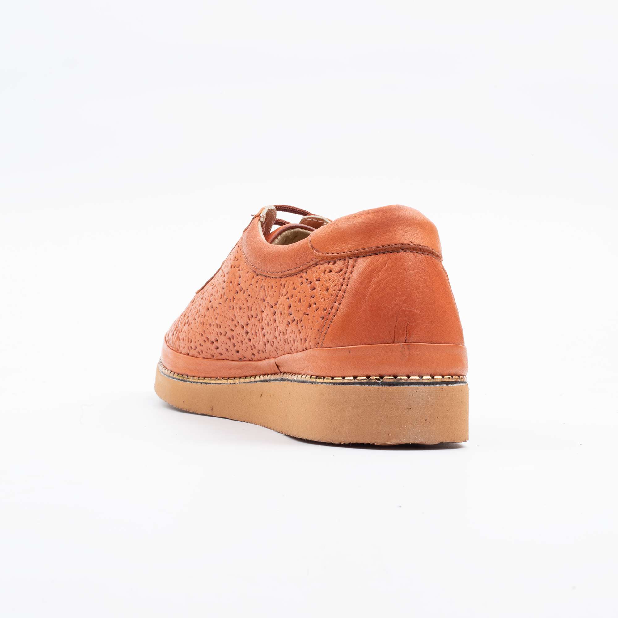 Stylish Orange Perforated Lace-Up Leather Sneakers for Women Casual Comfort and Elegance (M5011) - Image 6