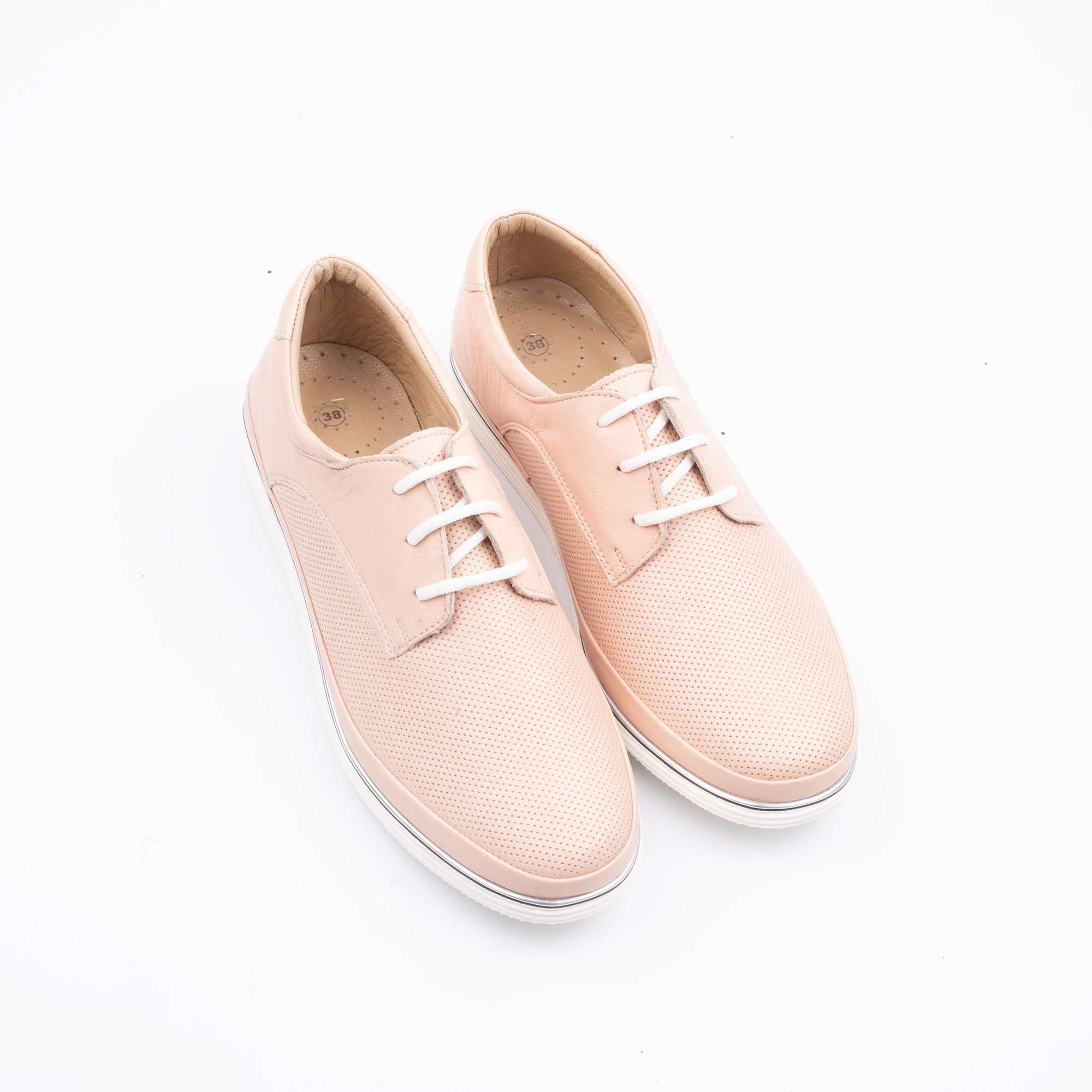 Elegant Peach Lace-Up Ladies Shoes Stylish and Comfortable Leather Footwear for Everyday Wear (M5000) - Image 2