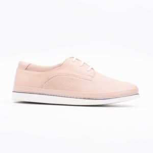 Elegant Peach Lace-Up Ladies Shoes Stylish and Comfortable Leather Footwear for Everyday Wear (M5000)