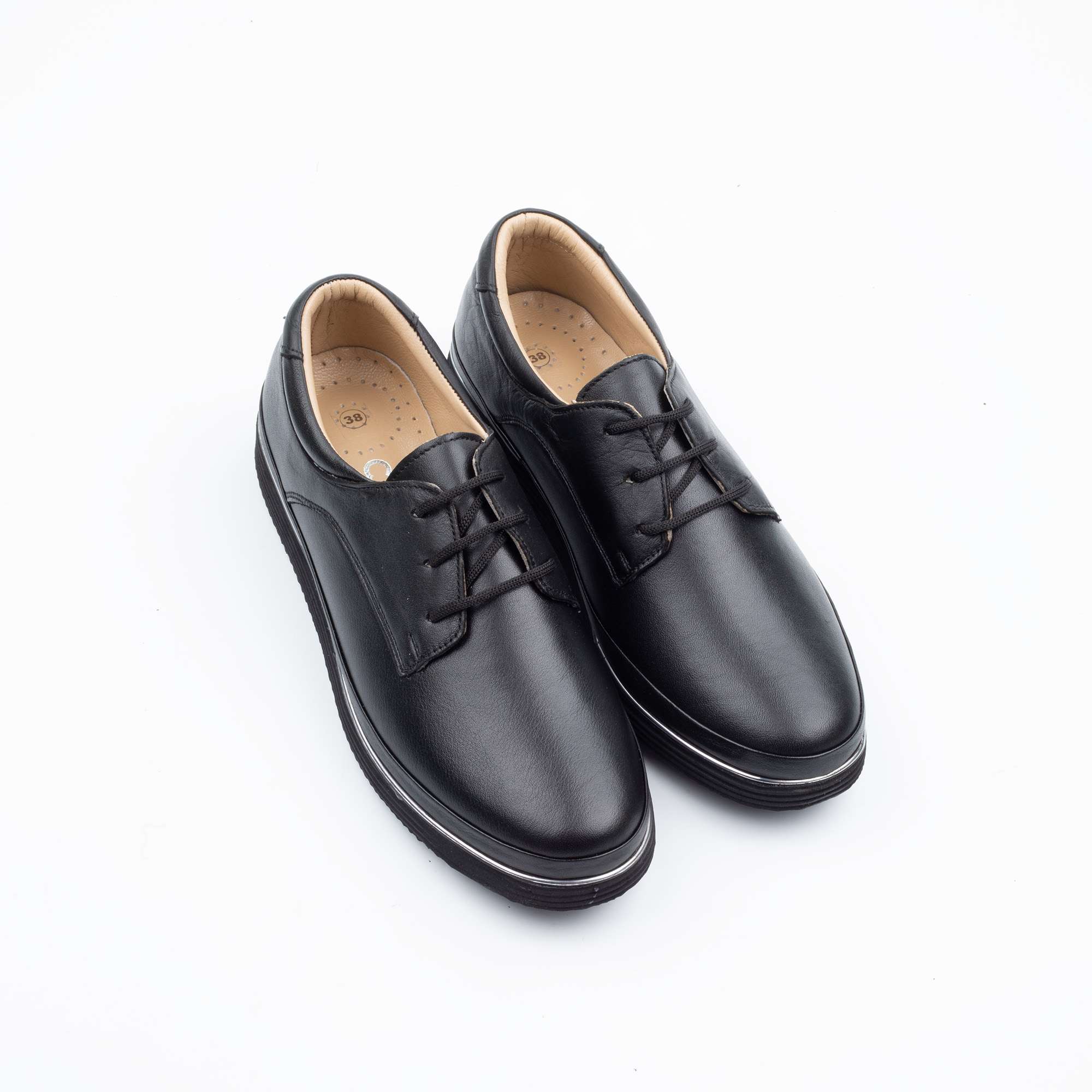 Classic Black Lace-Up Ladies Shoes Versatile and Comfortable Leather Footwear for Every Occasion (M5006) - Image 2