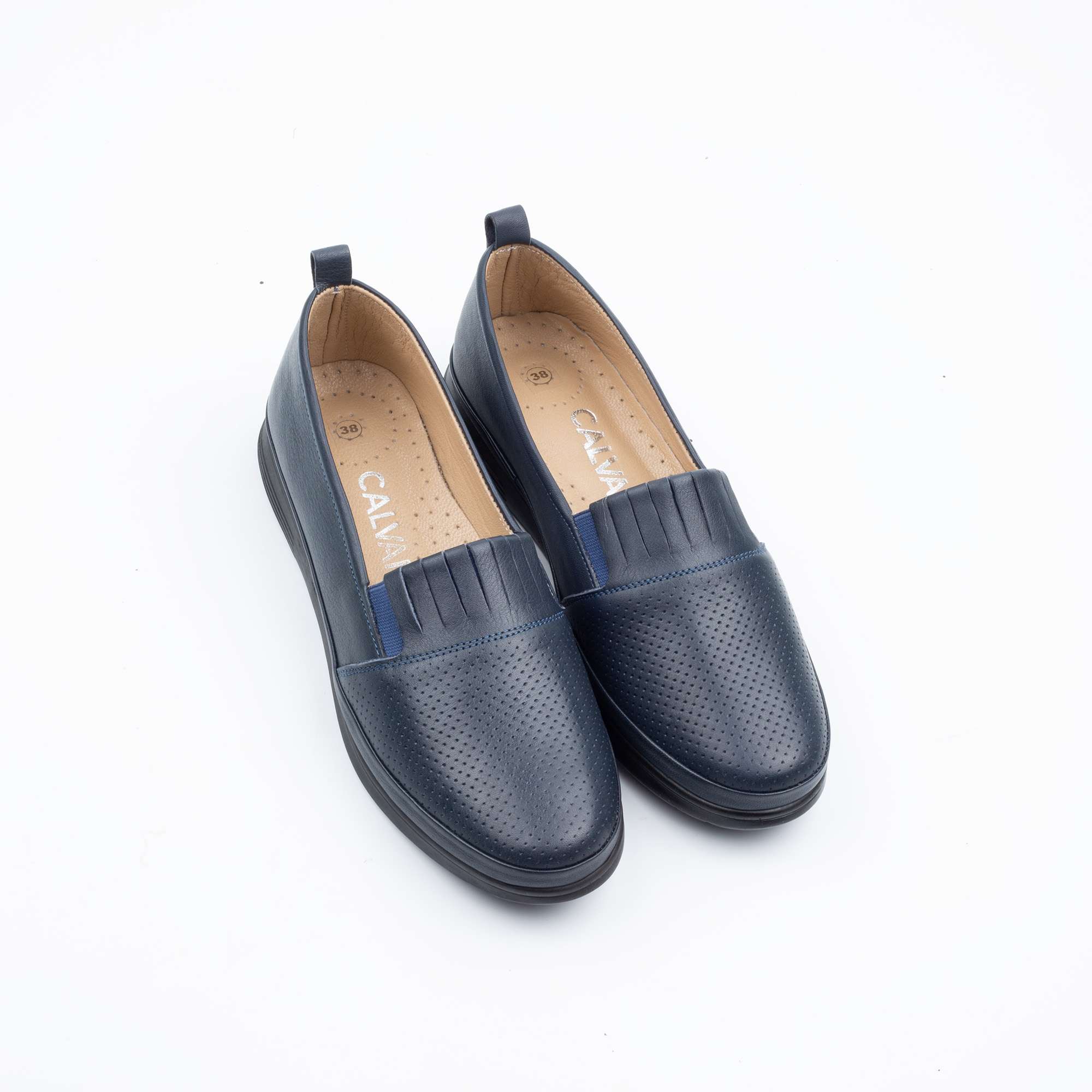 Elegant Navy Blue Slip-On Ladies Shoes Comfortable and Stylish Leather Footwear for Everyday Wear (M5003) - Image 2