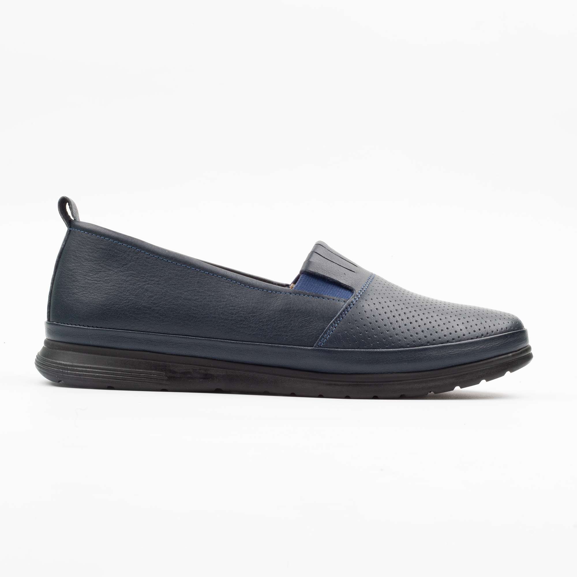 Elegant Navy Blue Slip-On Ladies Shoes Comfortable and Stylish Leather Footwear for Everyday Wear (M5003)
