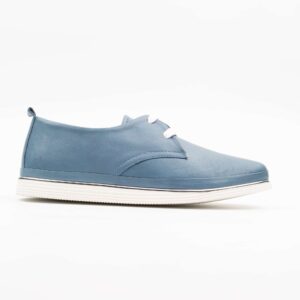 Trendy Blue Leather Lace-Up Ladies Shoes Comfortable and Versatile Footwear for Everyday Wear  (M5006)