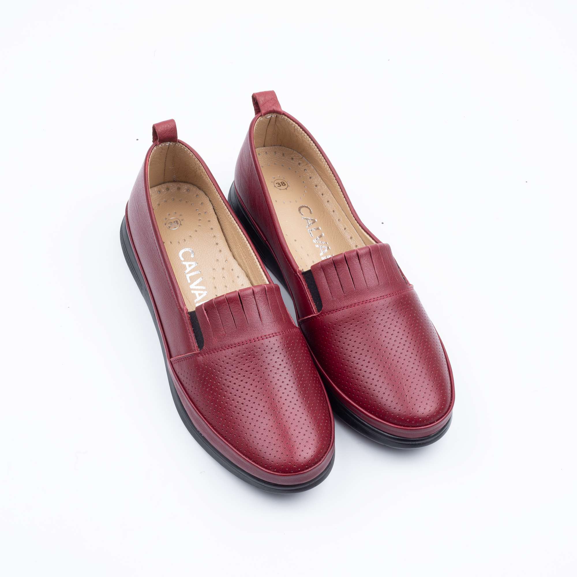 Elegant Ladies Burgundy Slip-On Loafers Comfortable and Stylish Shoes for Everyday Wear (M5003) - Image 2