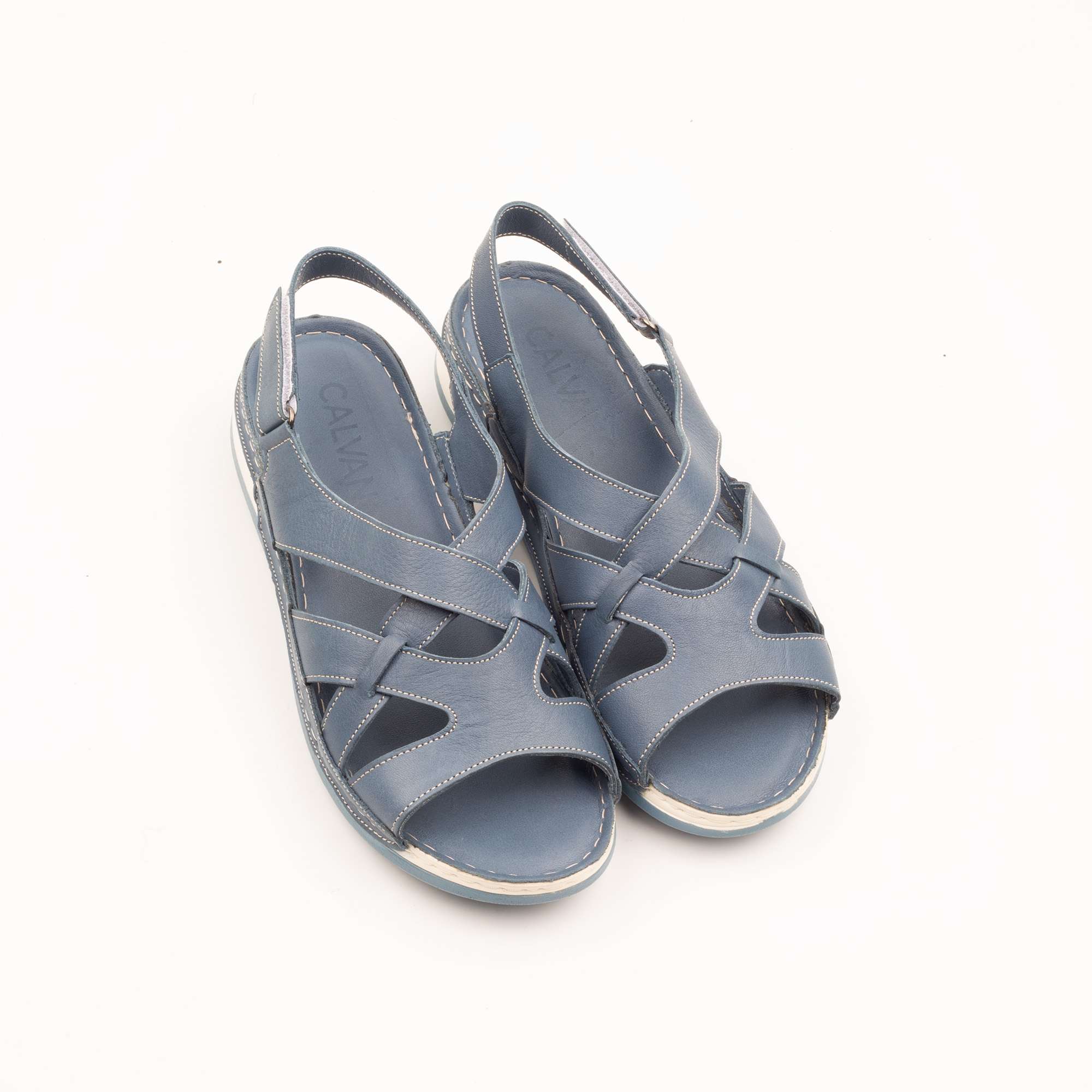 Comfortable Blue Leather Slingback Sandals for Women Stylish Summer Footwear with Open-Toe Design (K127) - Image 2