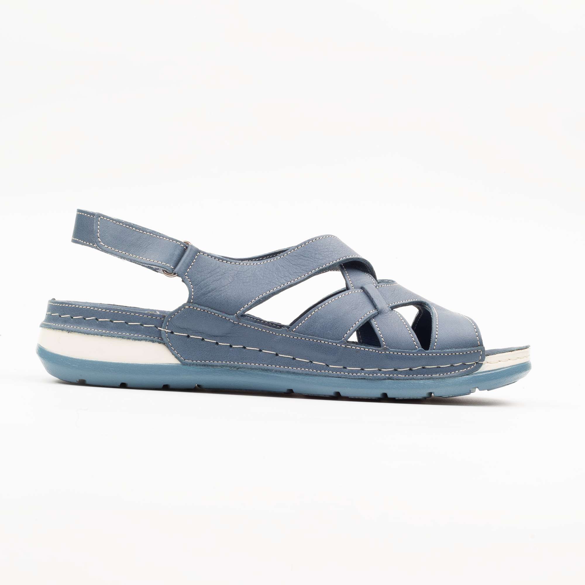 Comfortable Blue Leather Slingback Sandals for Women Stylish Summer Footwear with Open-Toe Design (K127)