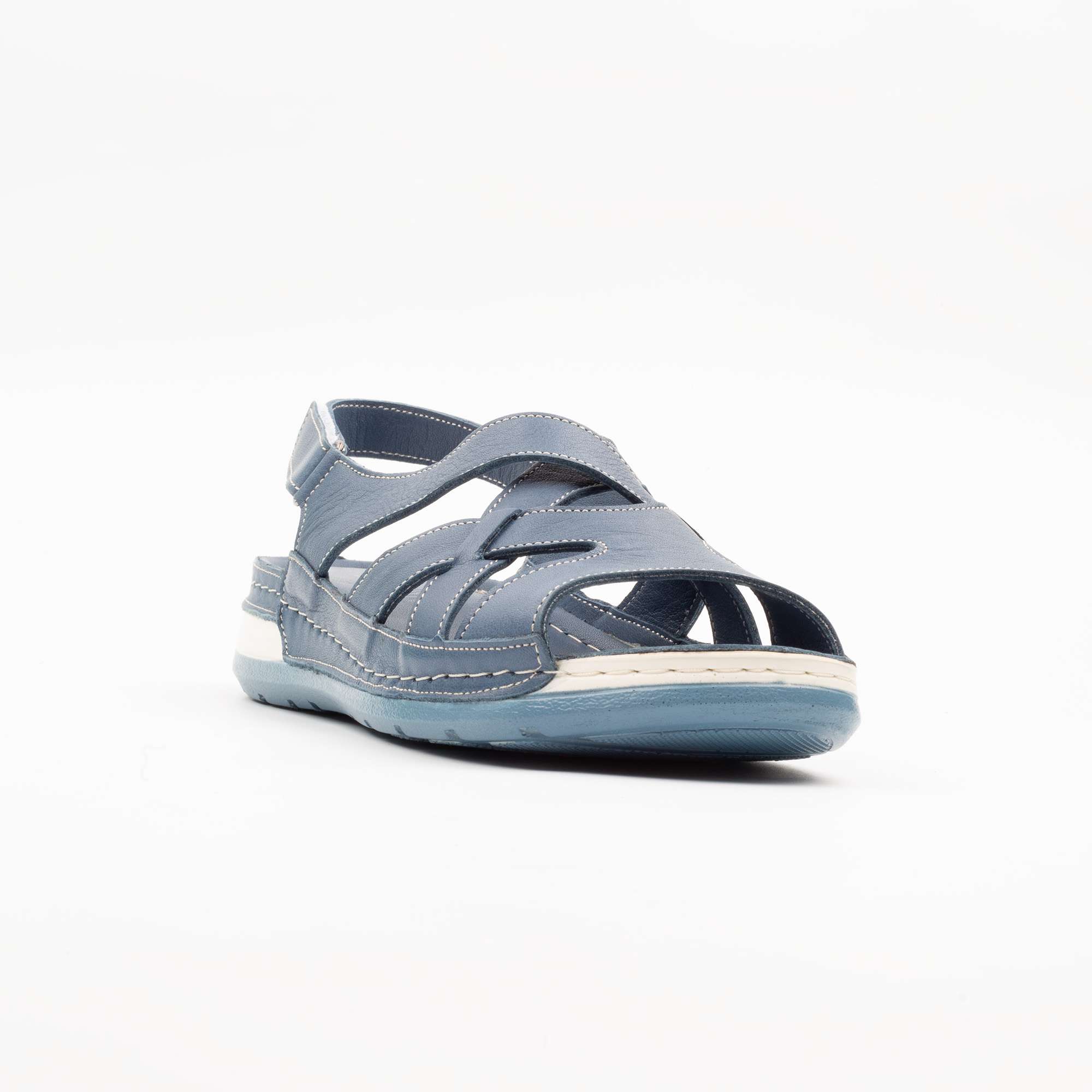 Comfortable Blue Leather Slingback Sandals for Women Stylish Summer Footwear with Open-Toe Design (K127) - Image 4