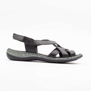 Elegant Black Leather Slingback Sandals for Women Comfortable and Stylish Summer Footwear (K127)
