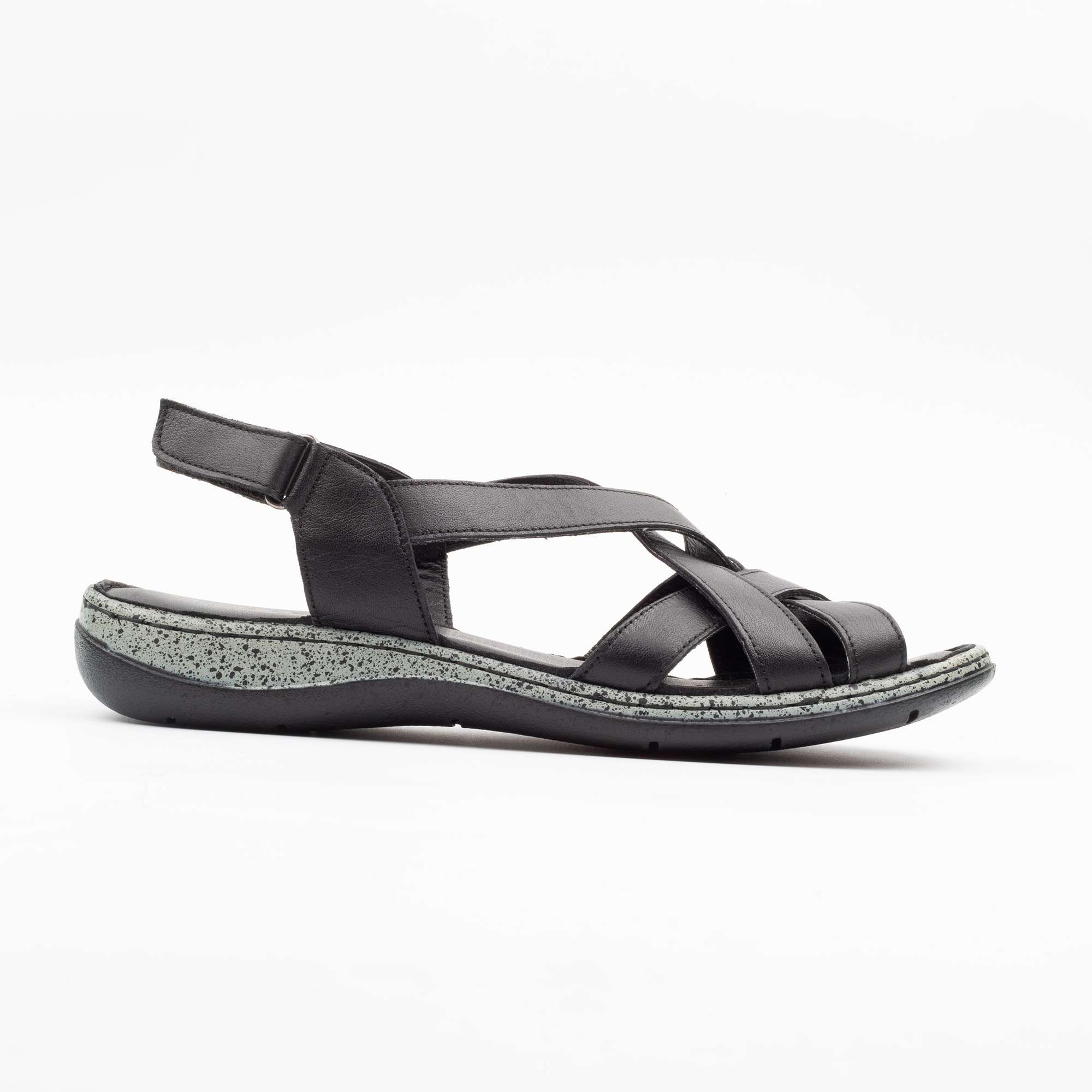 Elegant Black Leather Slingback Sandals for Women Comfortable and Stylish Summer Footwear (K127)