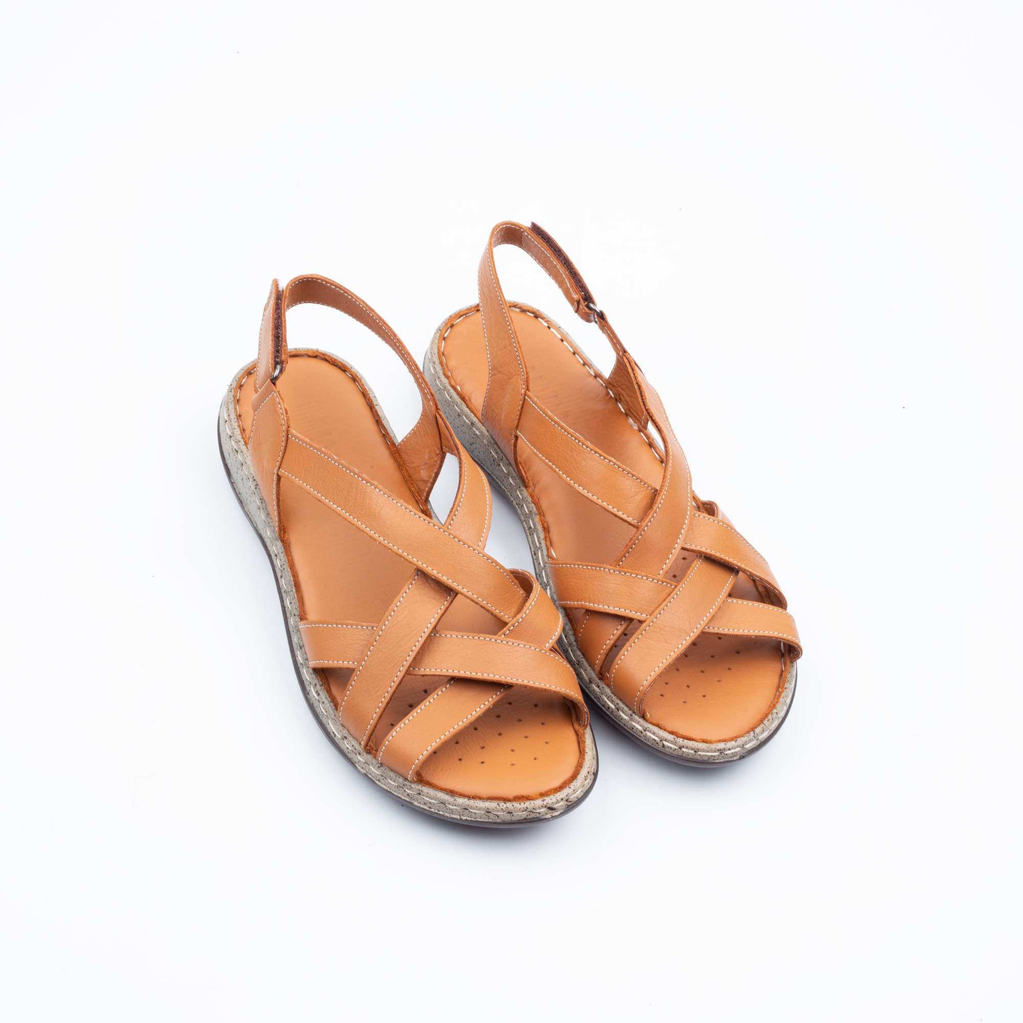 Stylish Tan Leather Slingback Sandals for Women Comfortable and Breathable Summer Footwear (K127) - Image 2