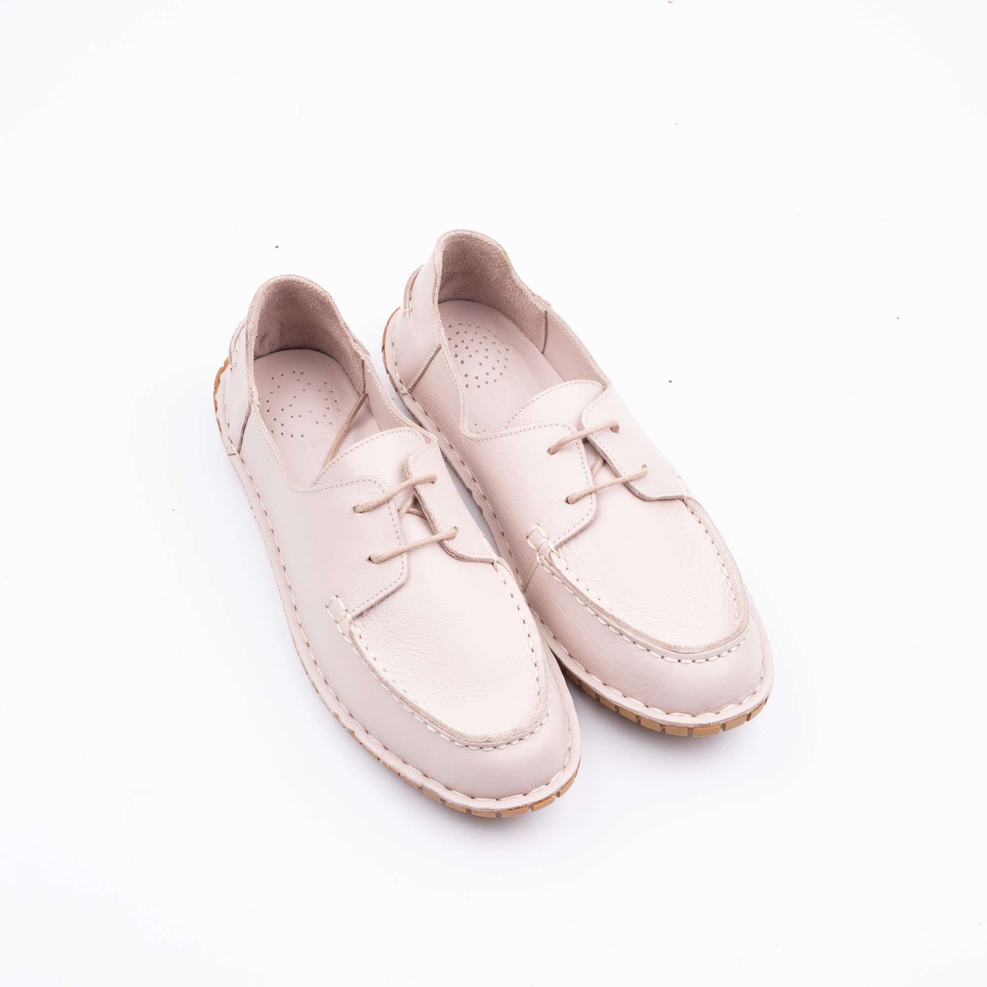 Elegant Beige Lace-Up Loafers for Women Comfortable and Versatile Footwear (K270) - Image 2