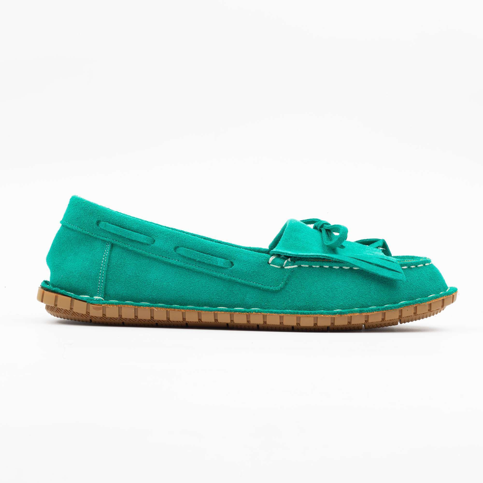 Vibrant Green Suede Bow Loafers for Women Comfortable & Stylish Footwear(K-272)